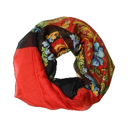 Multicolor Silk Printed Square Foulard Scarf