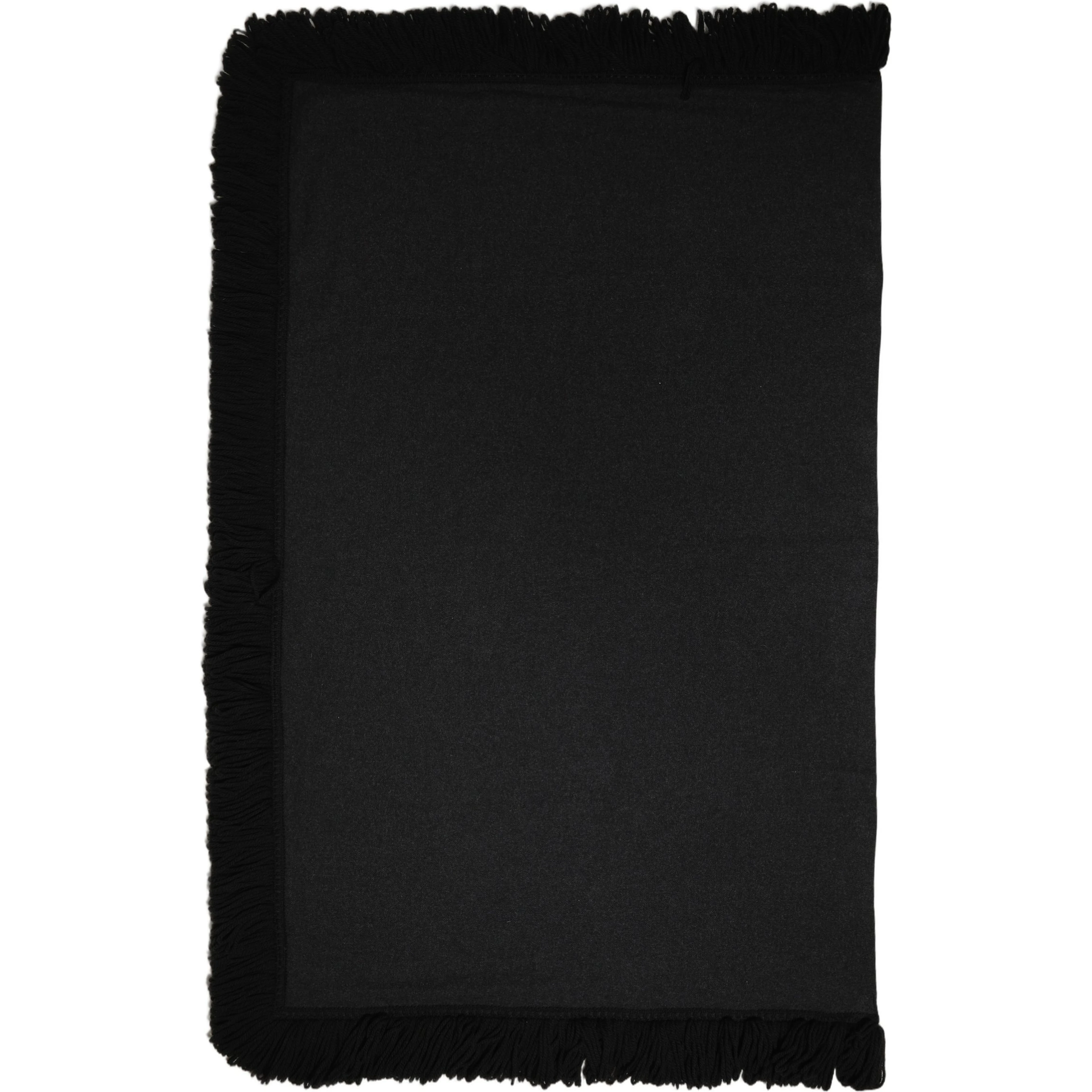 Black Wool Knitted Fringed Warmer Shawl Scarf