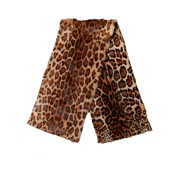 Brown Leopard Printed Goat Hair Shawl Scarf