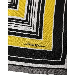 Black Yellow Silk Logo Square Foulard Scarf