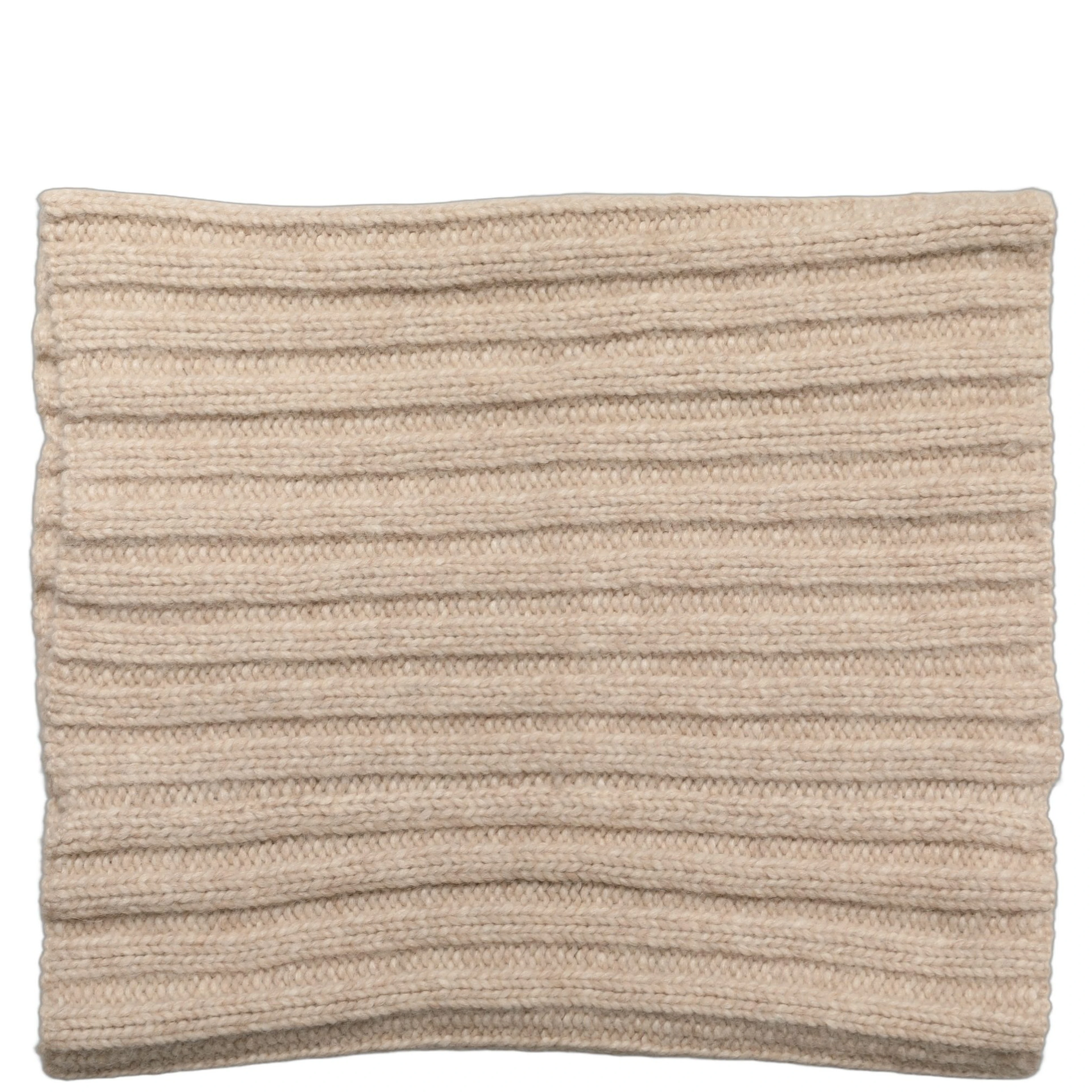 Light Beige Ribbed Knit Neck Warmer Scarf