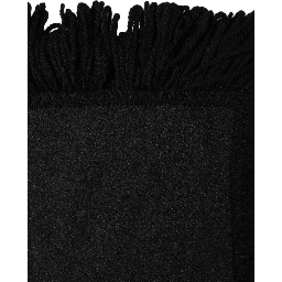 Black Wool Knitted Fringed Warmer Shawl Scarf