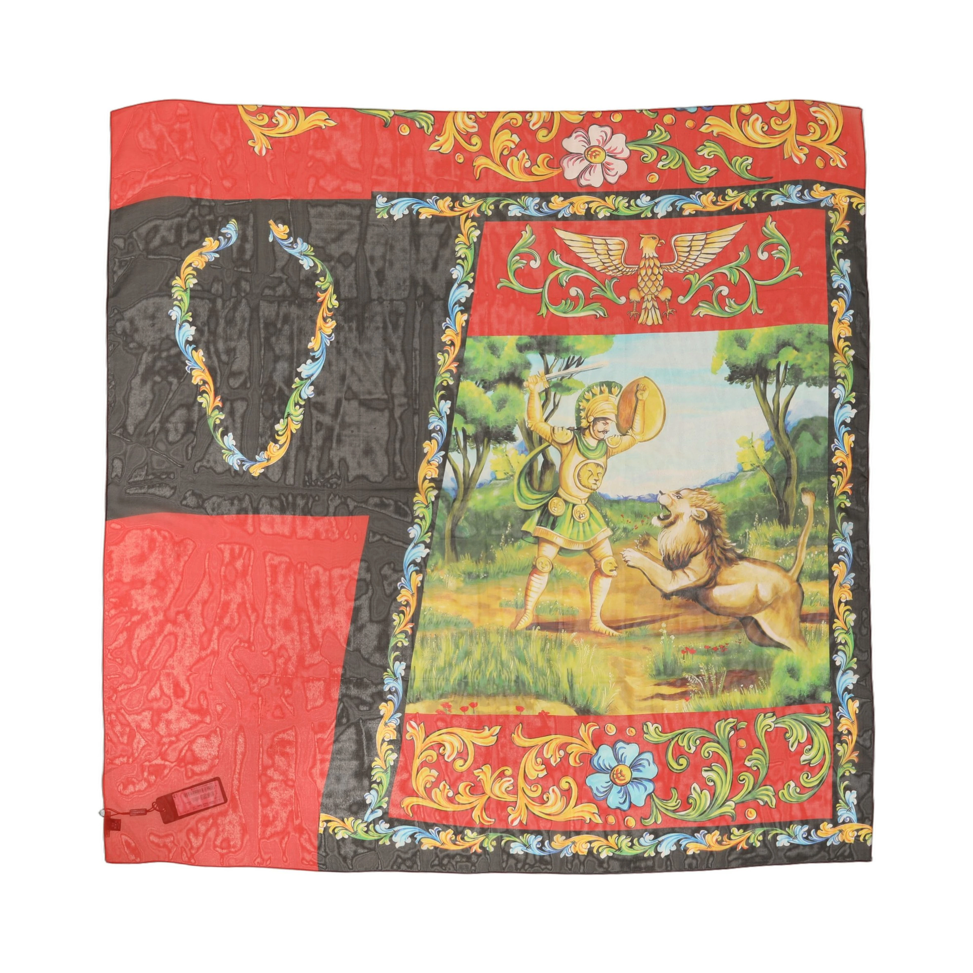 Multicolor Silk Printed Square Foulard Scarf