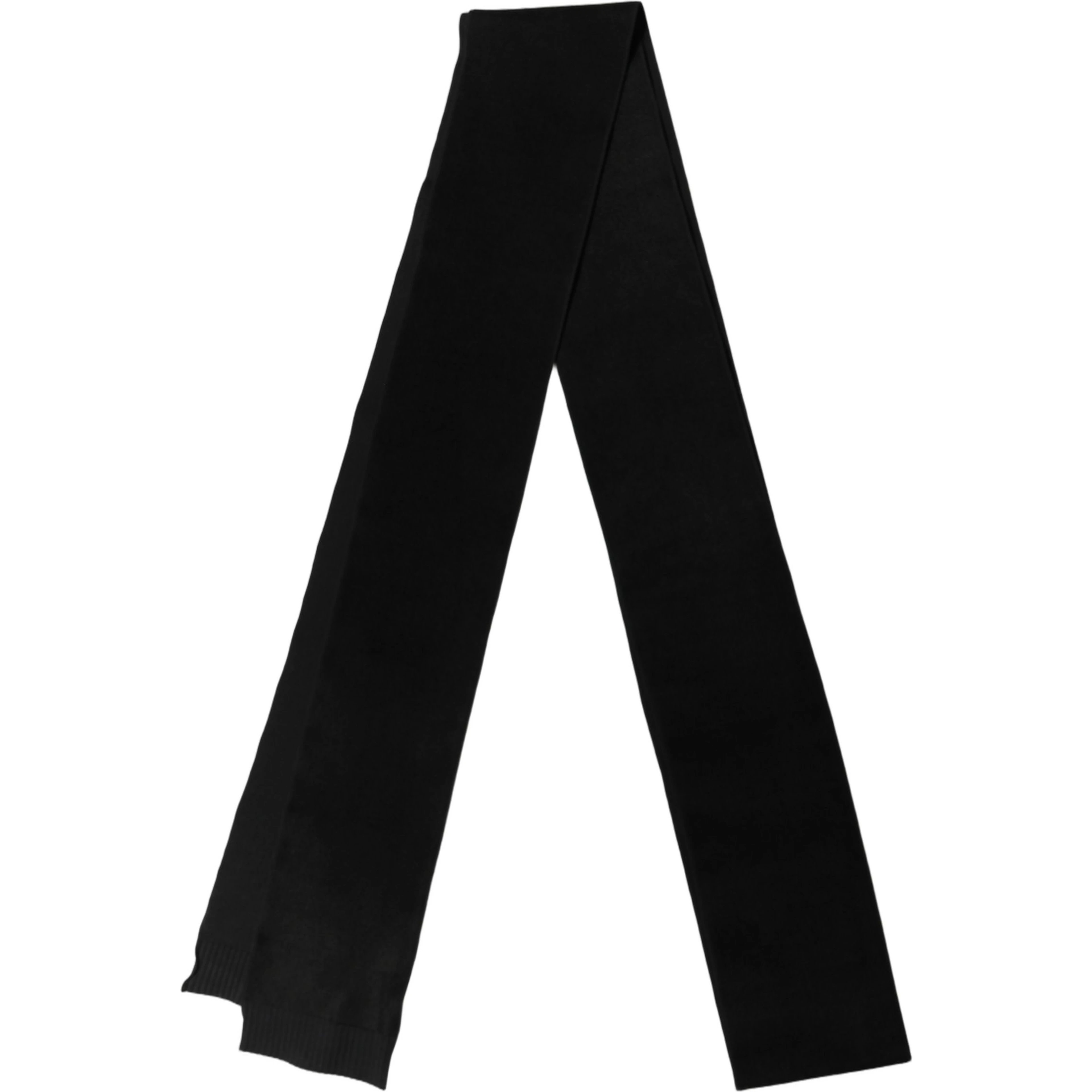 Black Cashmere Knitted Ribbed Shawl Scarf
