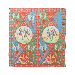 Multicolor Silk Printed Square Foulard Scarf