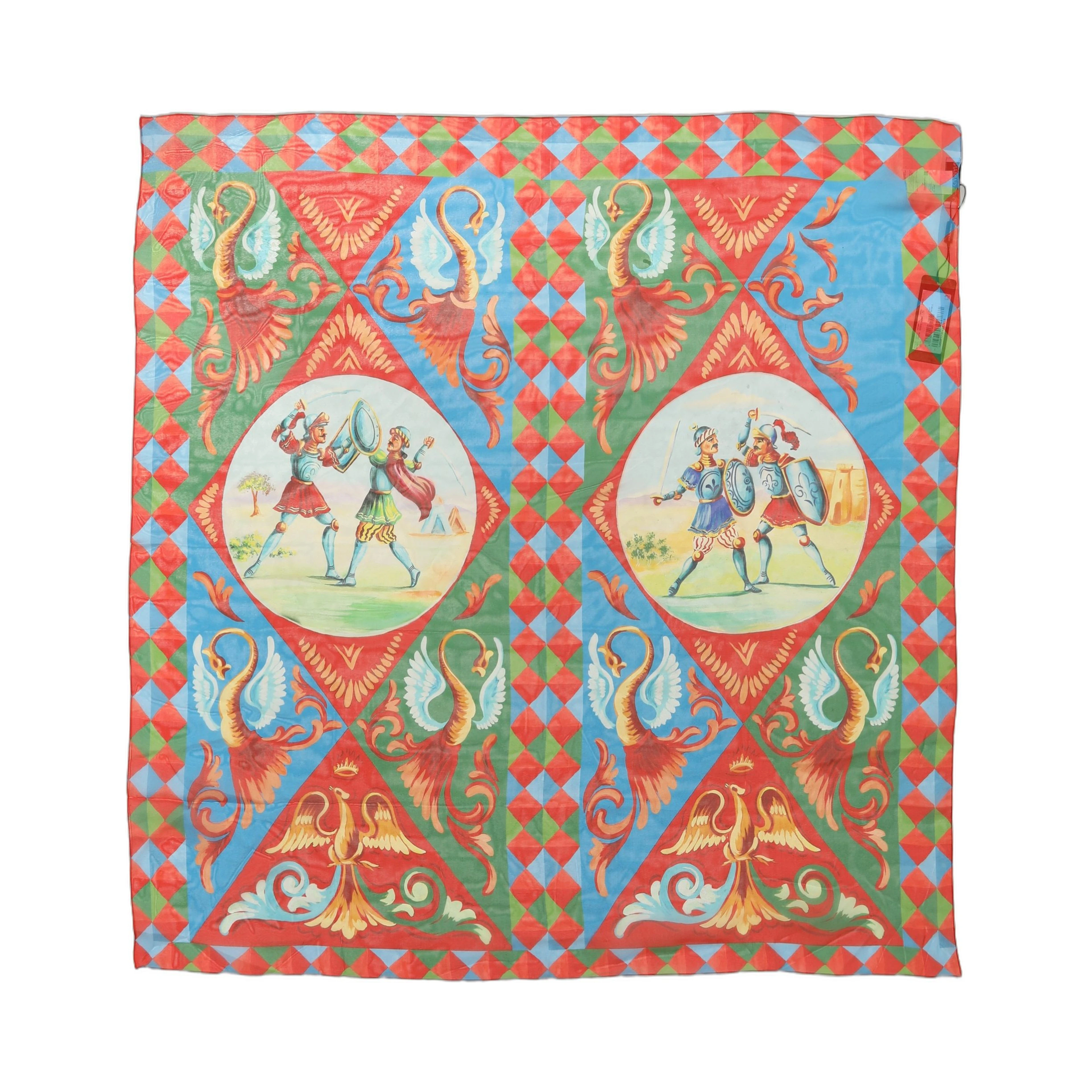 Multicolor Silk Printed Square Foulard Scarf