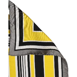 Black Yellow Silk Logo Square Foulard Scarf