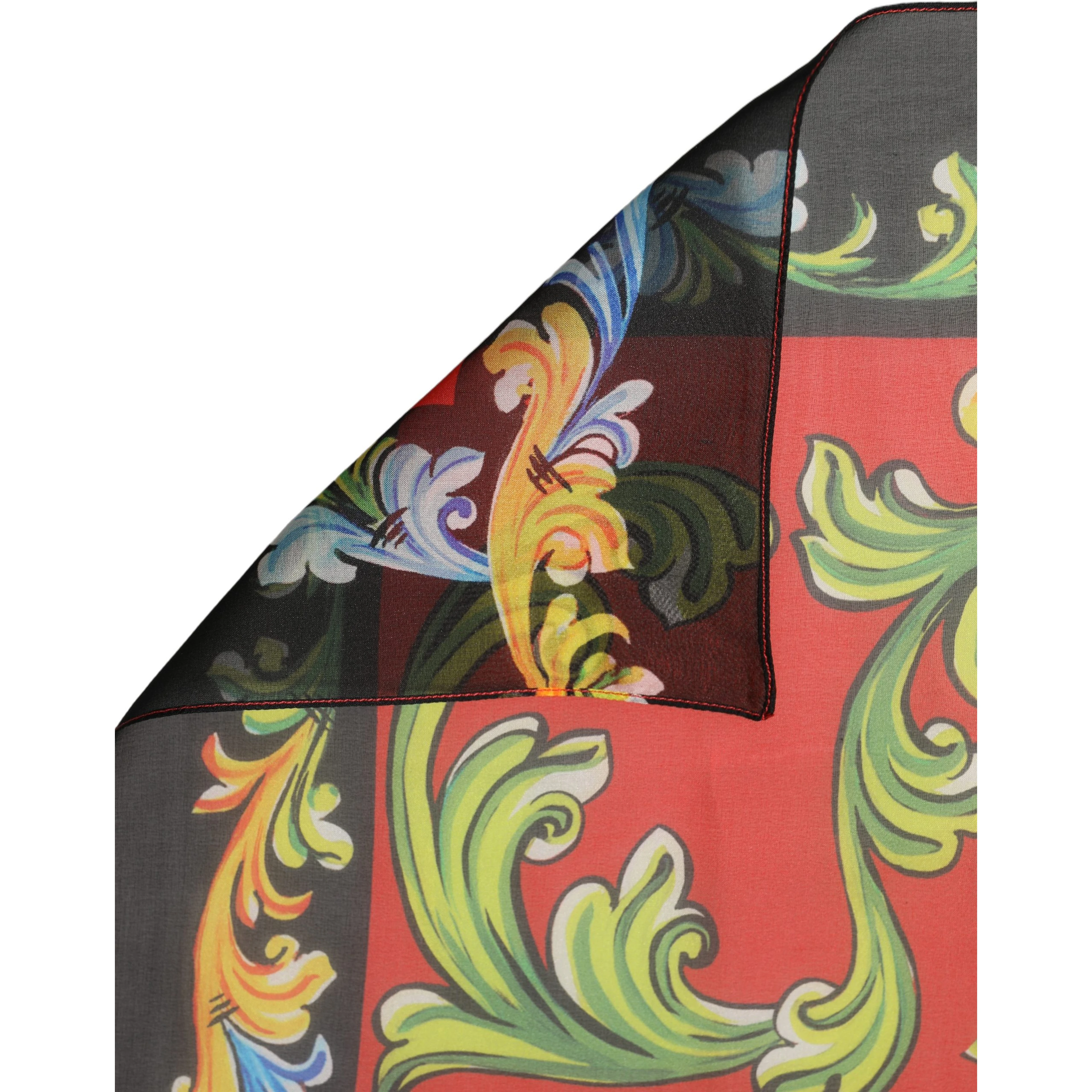 Multicolor Silk Printed Square Foulard Scarf