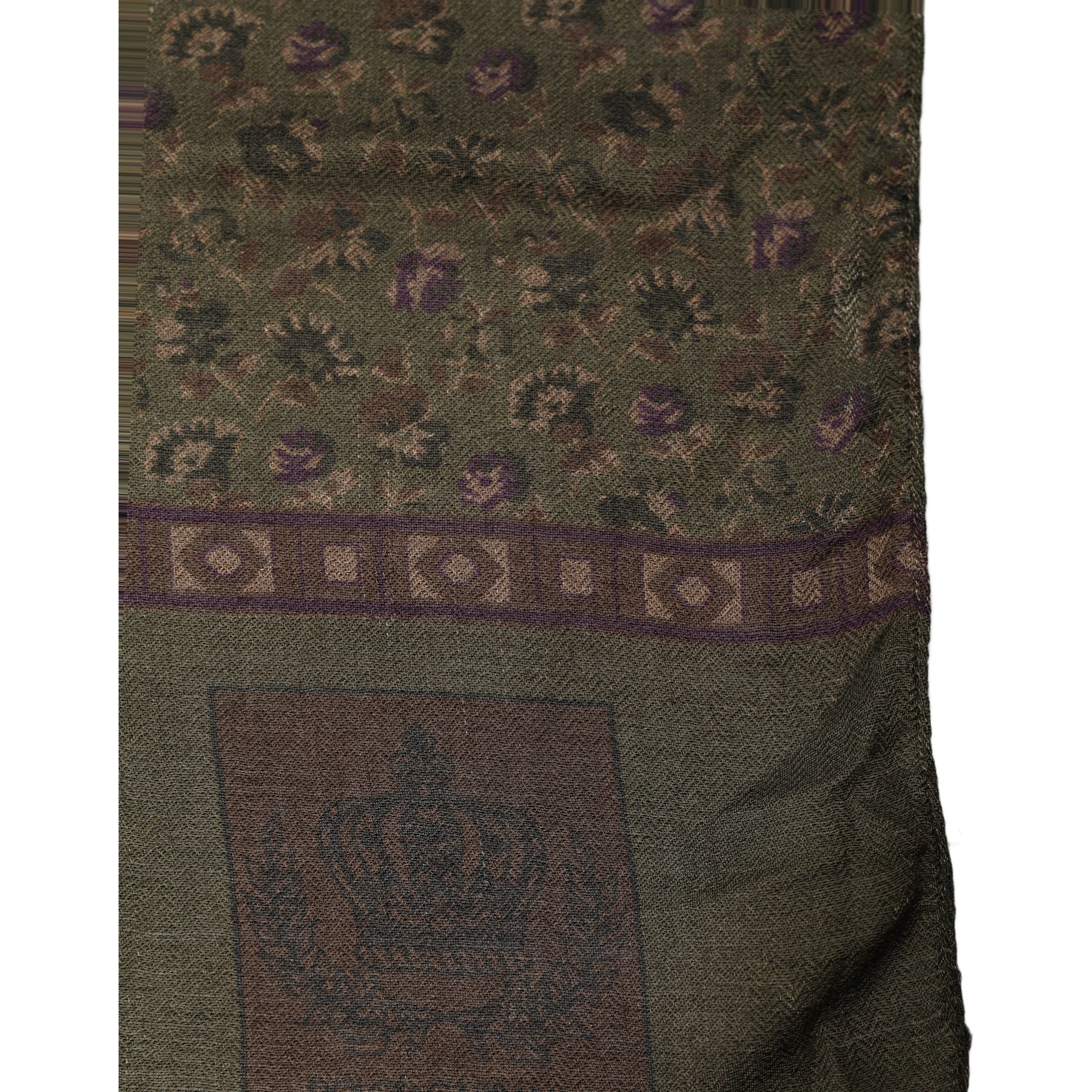 Olive Green Modal Floral Shawl Stole Scarf