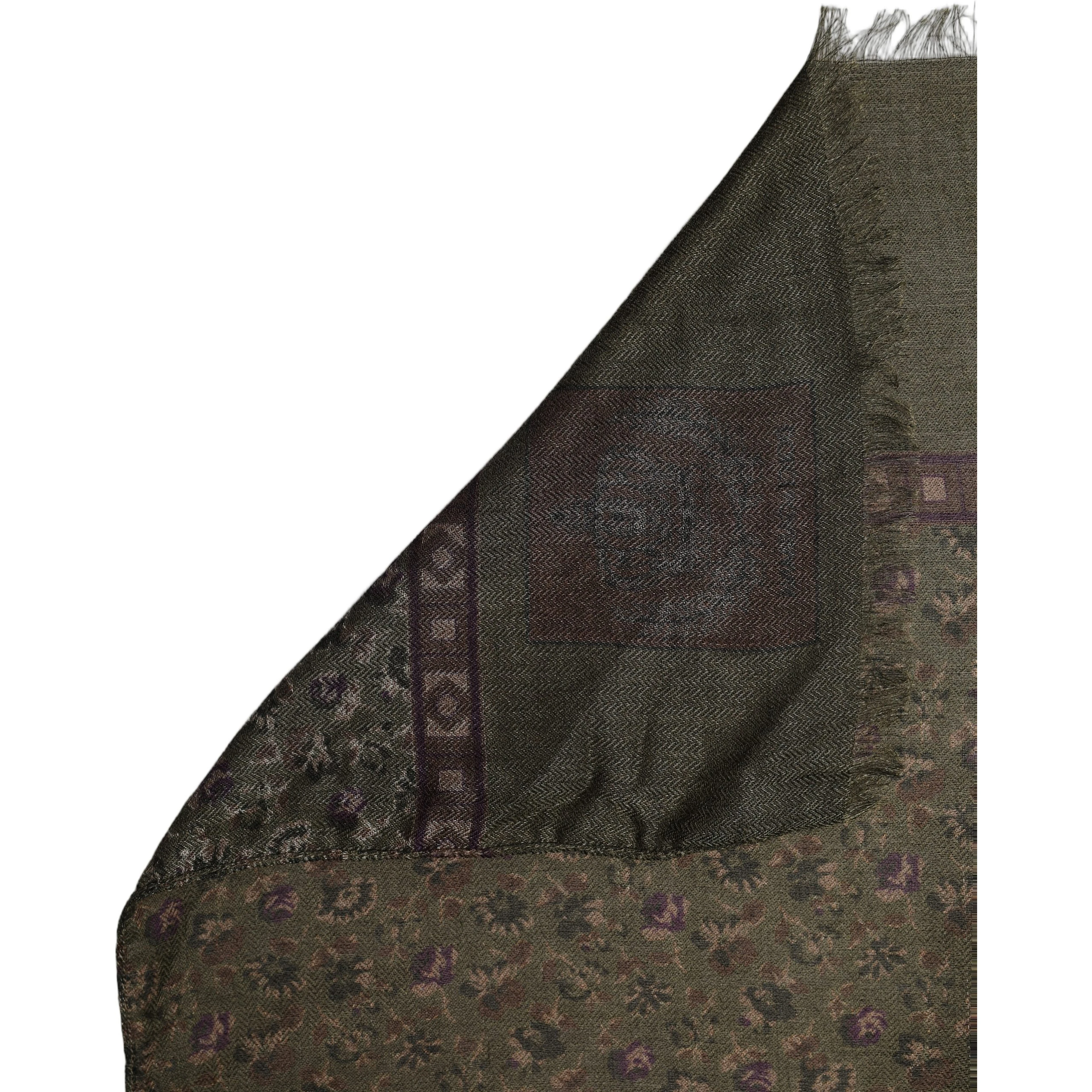 Olive Green Modal Floral Shawl Stole Scarf