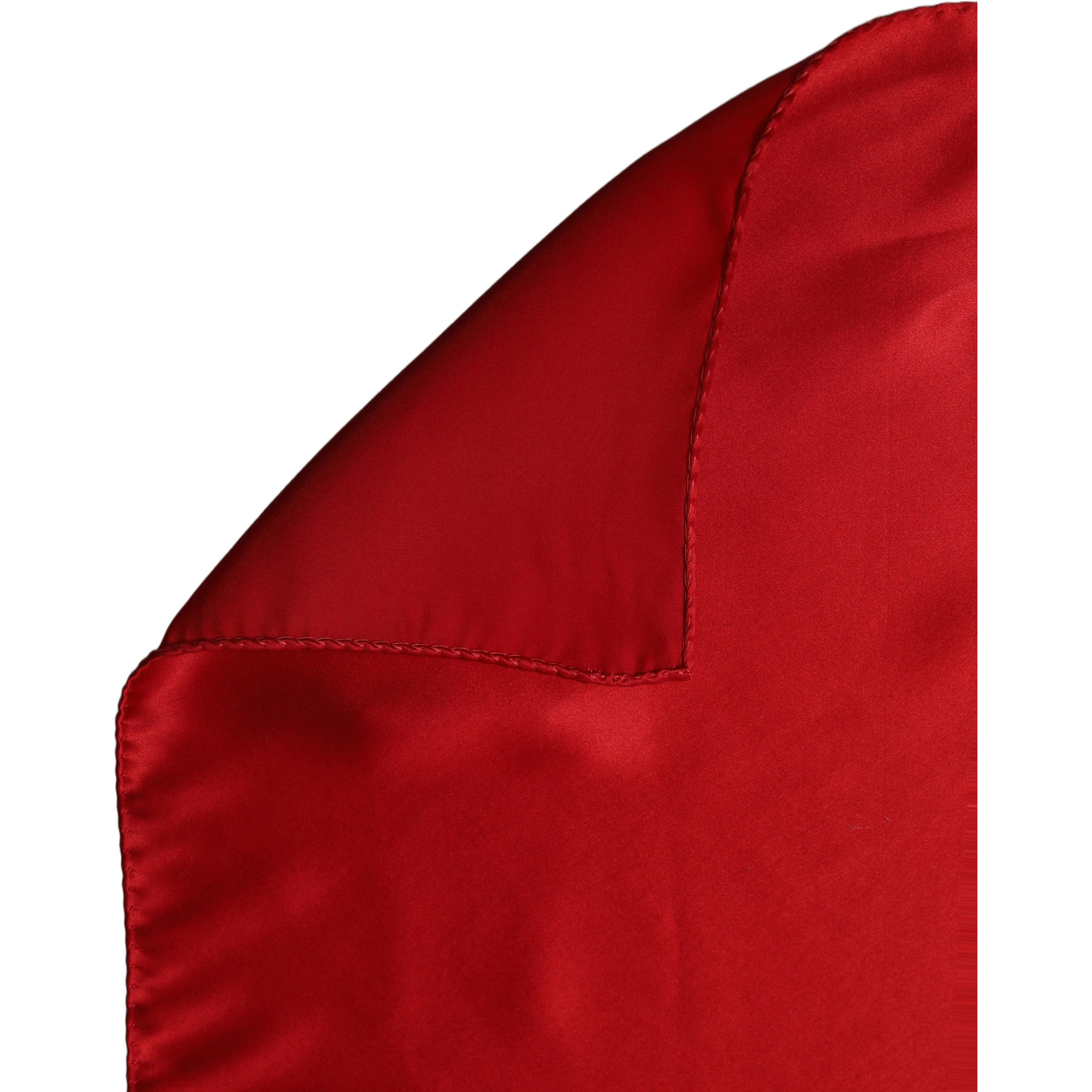 Red Satin Silk Foulard Handkerchief Scarf