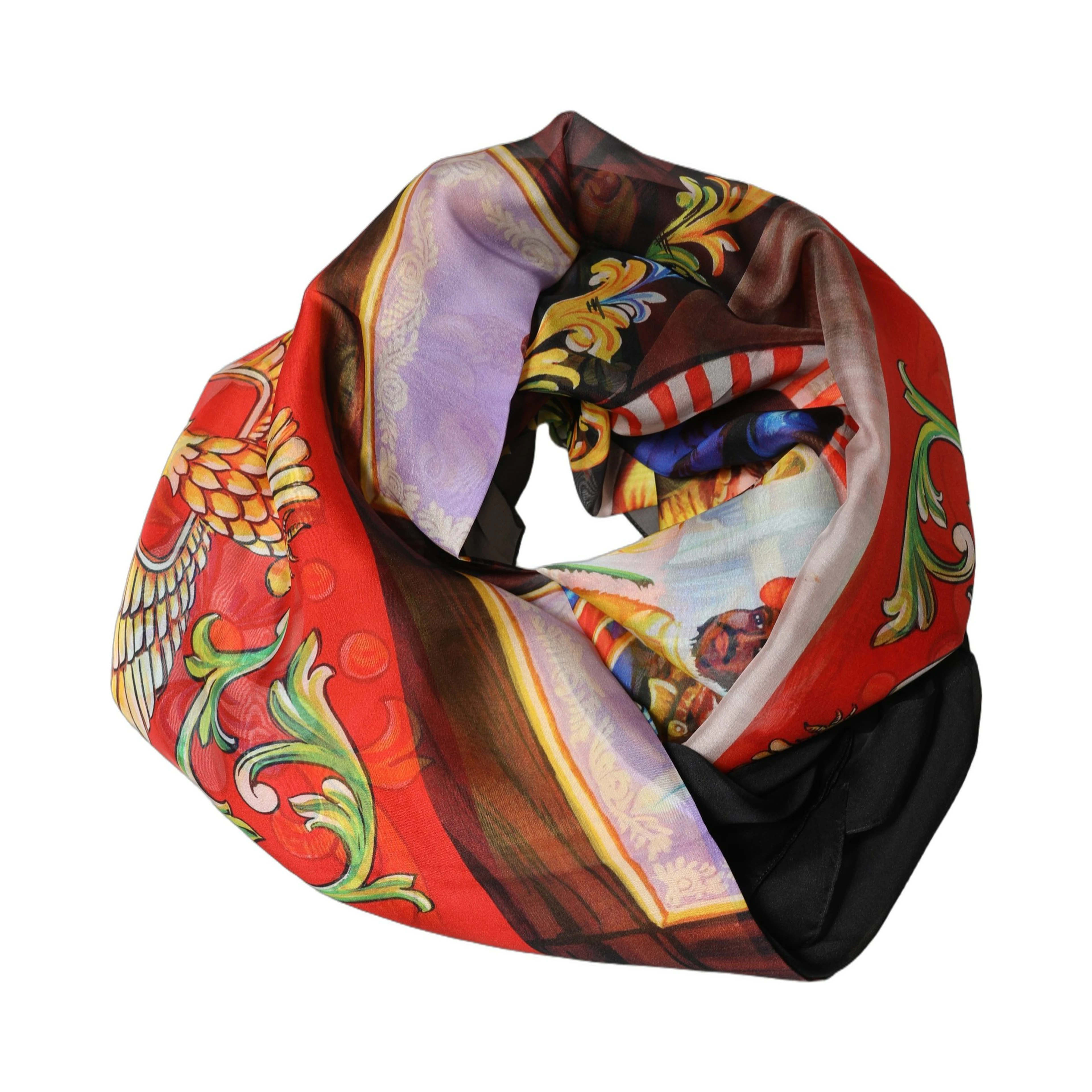 Multicolor Silk Printed Square Foulard Scarf