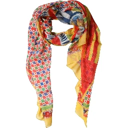 Multicolor Silk Carretto Print Stole Scarf