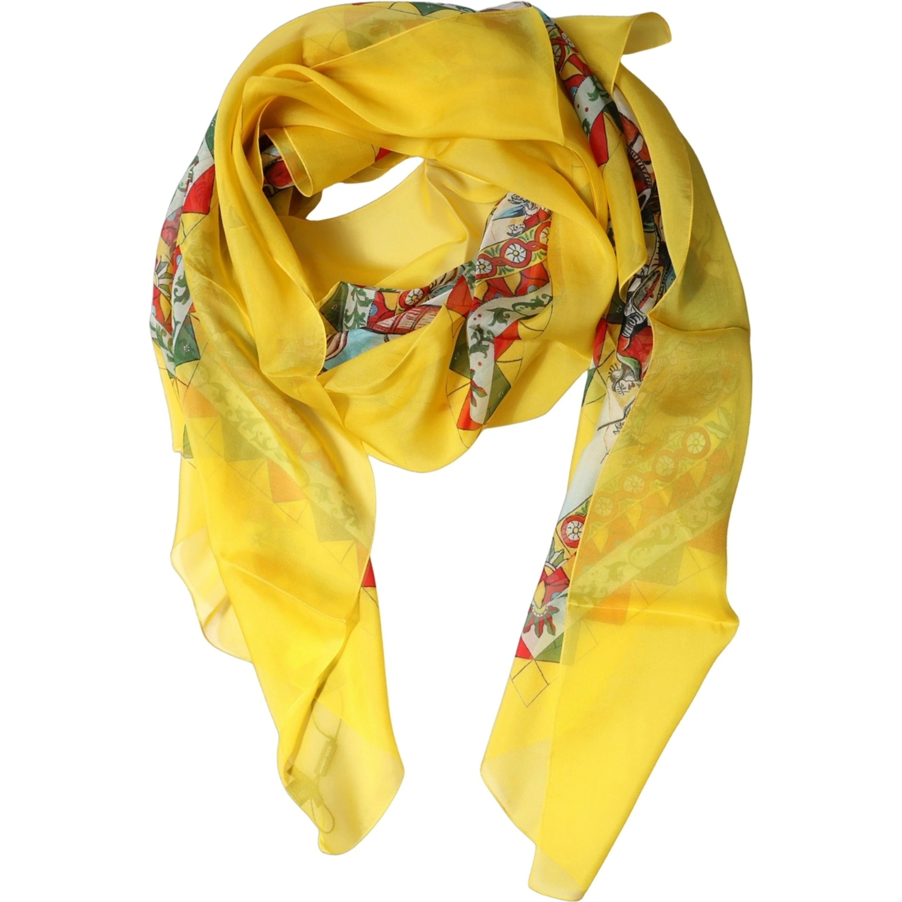 Yellow Silk Printed Shawl Stole Scarf
