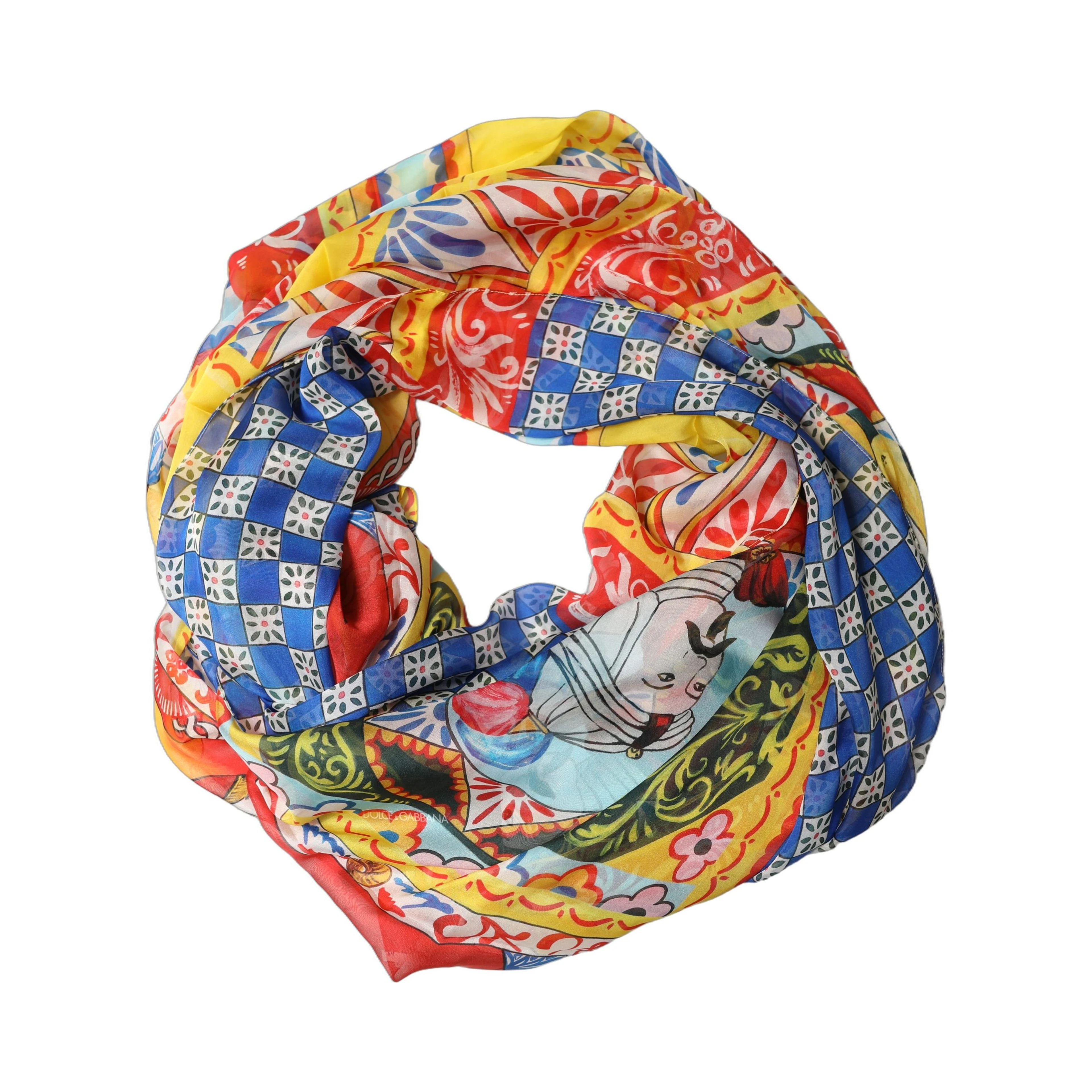 Multicolor Silk Carretto Shawl Stole Scarf