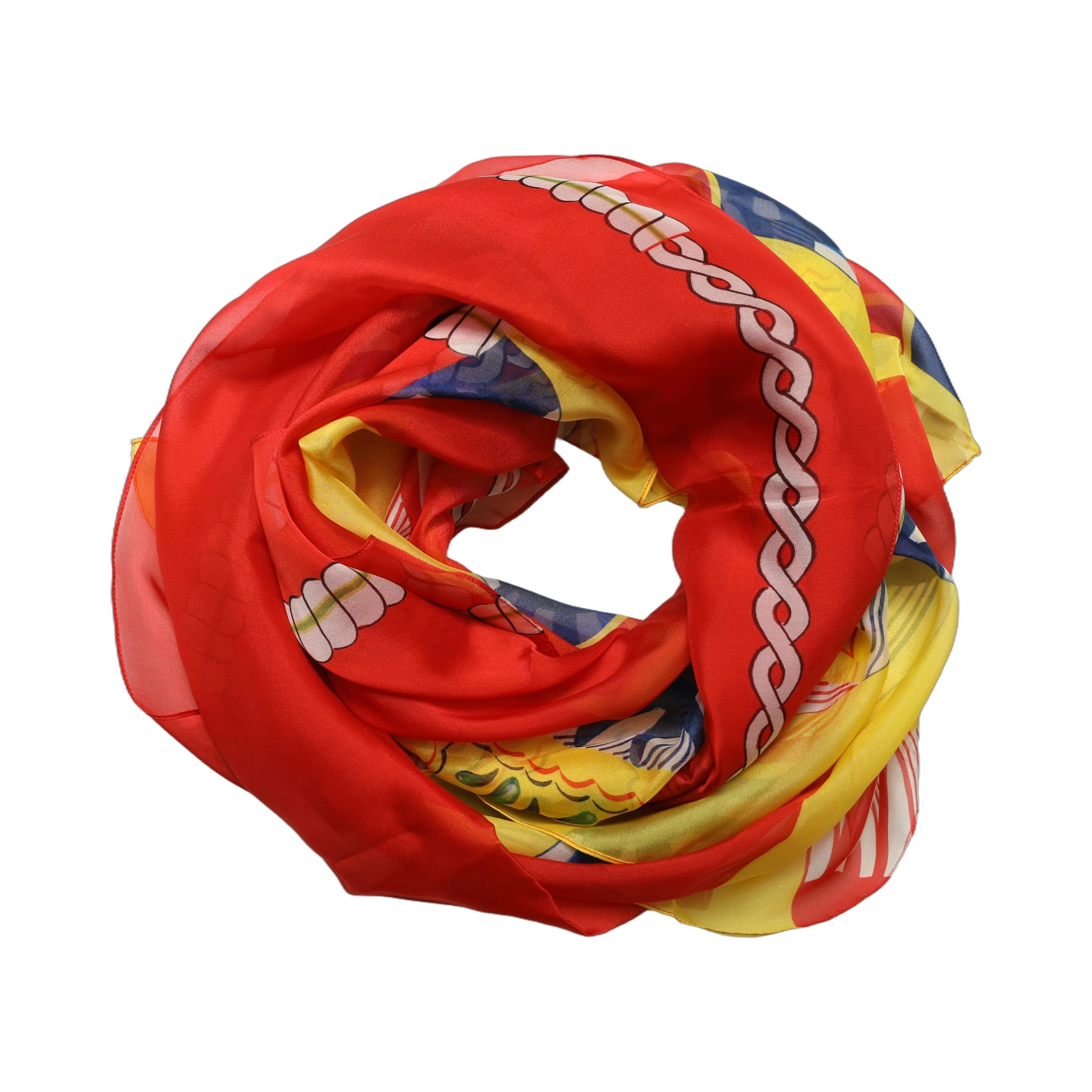 Multicolor Silk Printed Square Foulard Scarf