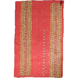 Red Silk Geometric Print Shawl Stole Scarf