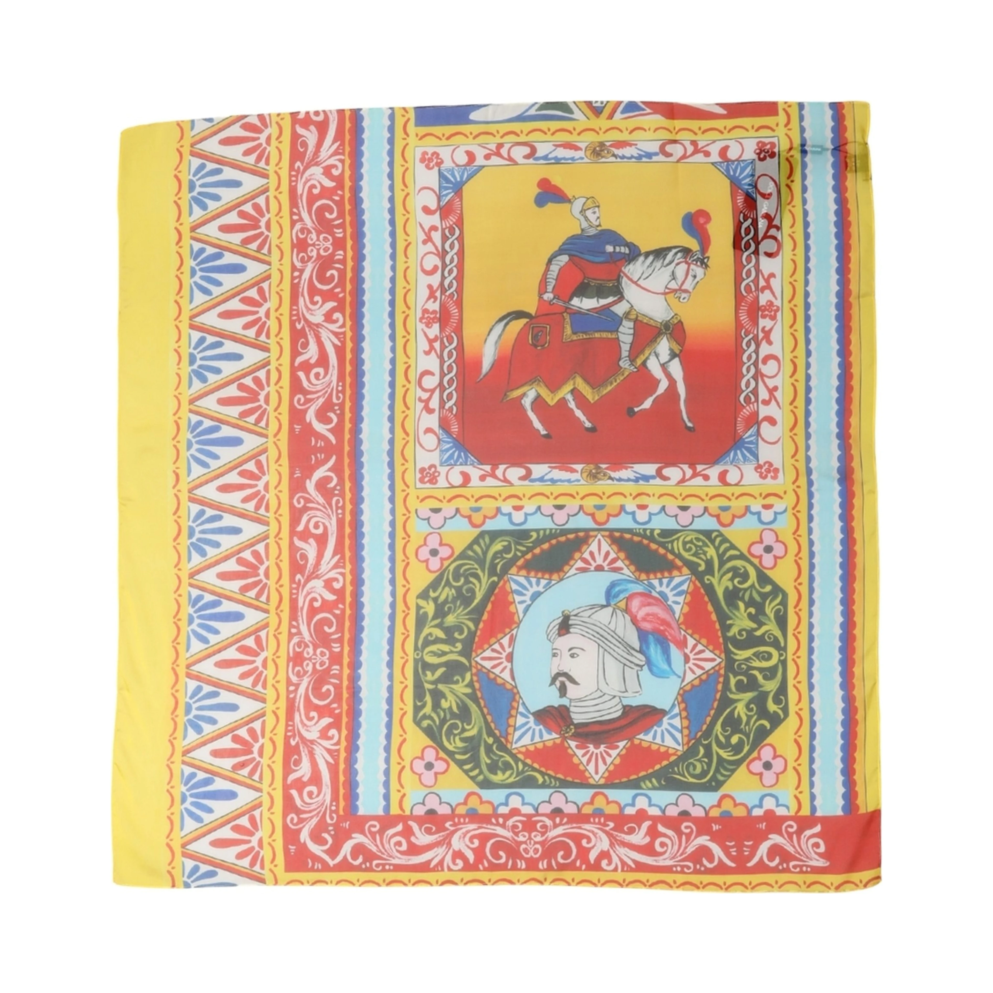 Multicolor Silk Printed Square Foulard Scarf