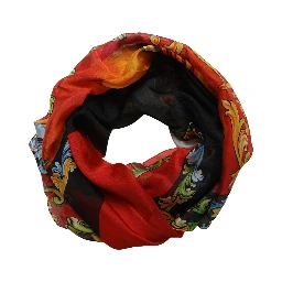 Multicolor Silk Printed Square Foulard Scarf
