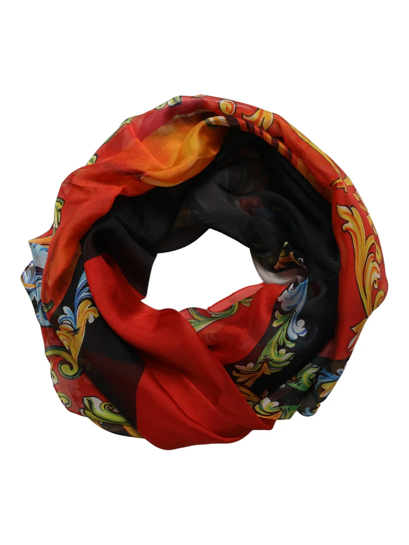 Multicolor Silk Printed Square Foulard Scarf