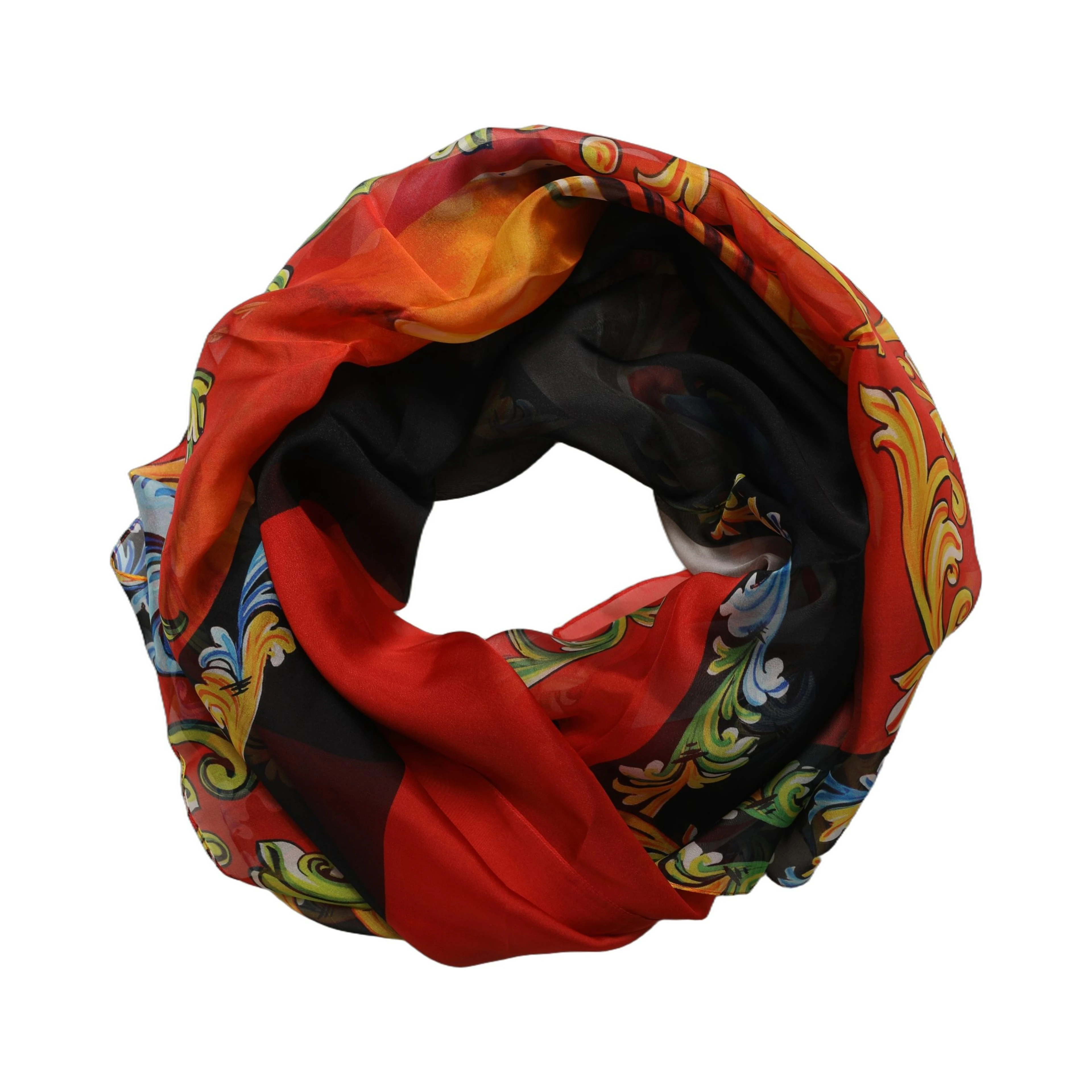 Multicolor Silk Printed Square Foulard Scarf