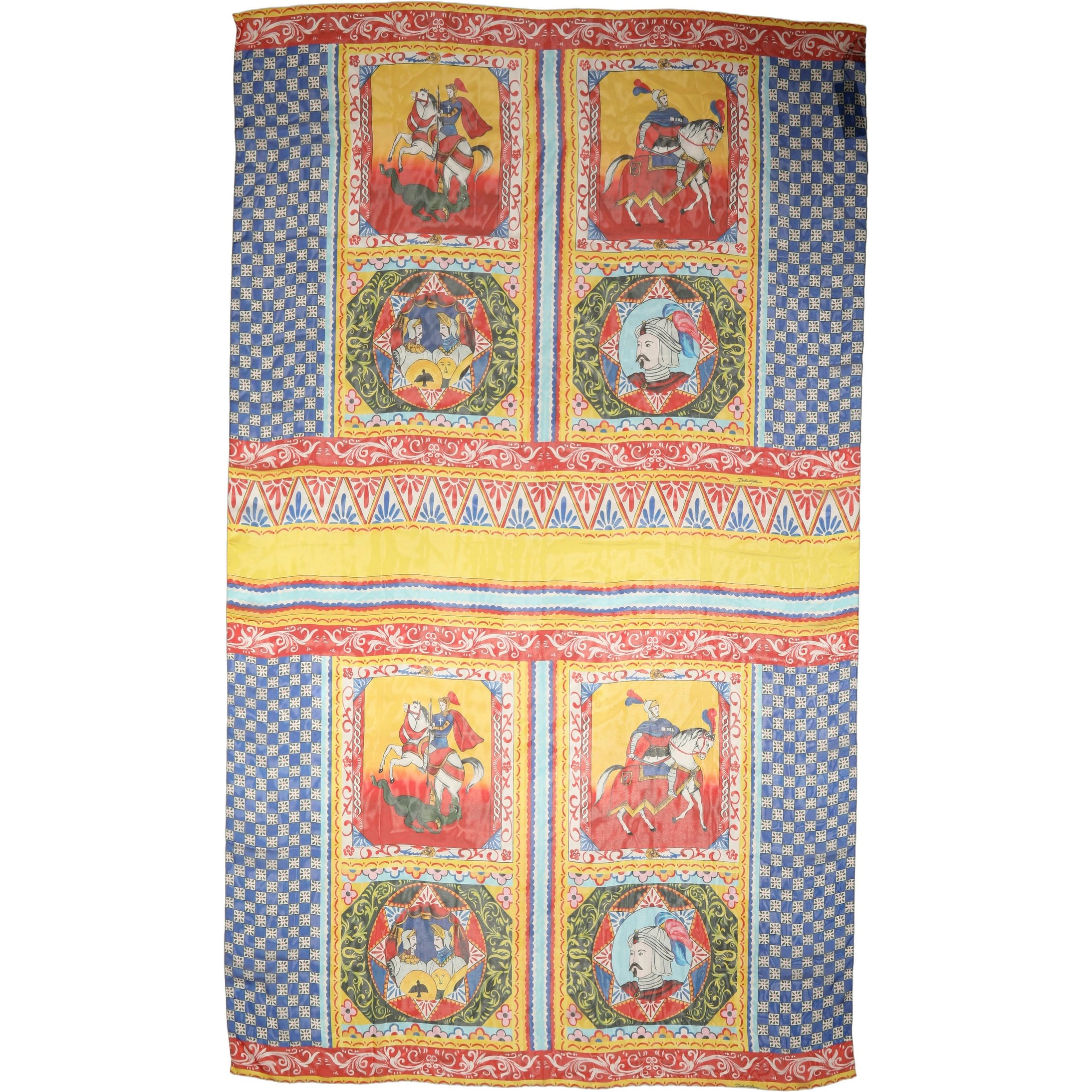 Multicolor Silk Carretto Shawl Stole Scarf