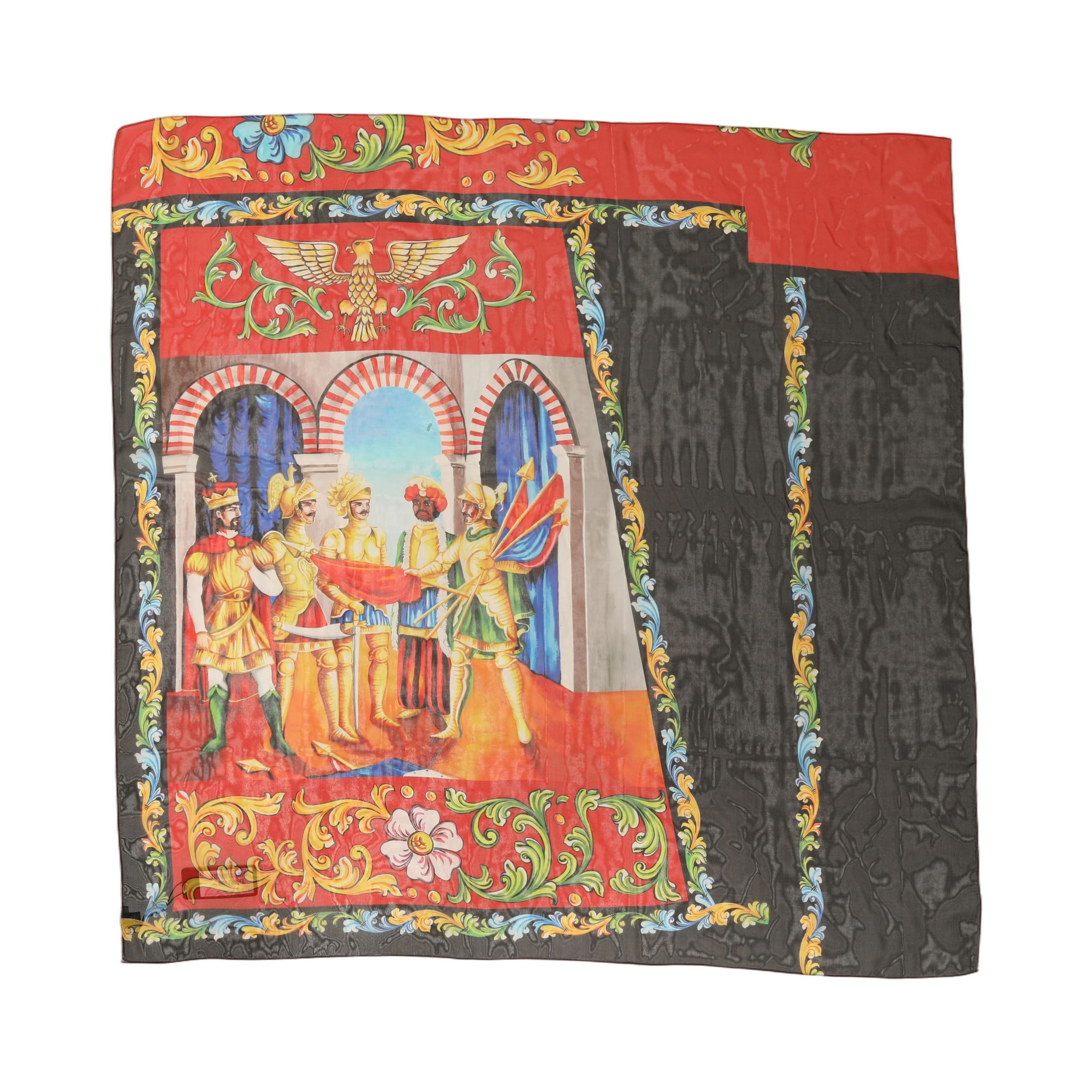 Multicolor Silk Printed Square Foulard Scarf