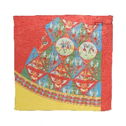 Multicolor Silk Printed Square Foulard Scarf