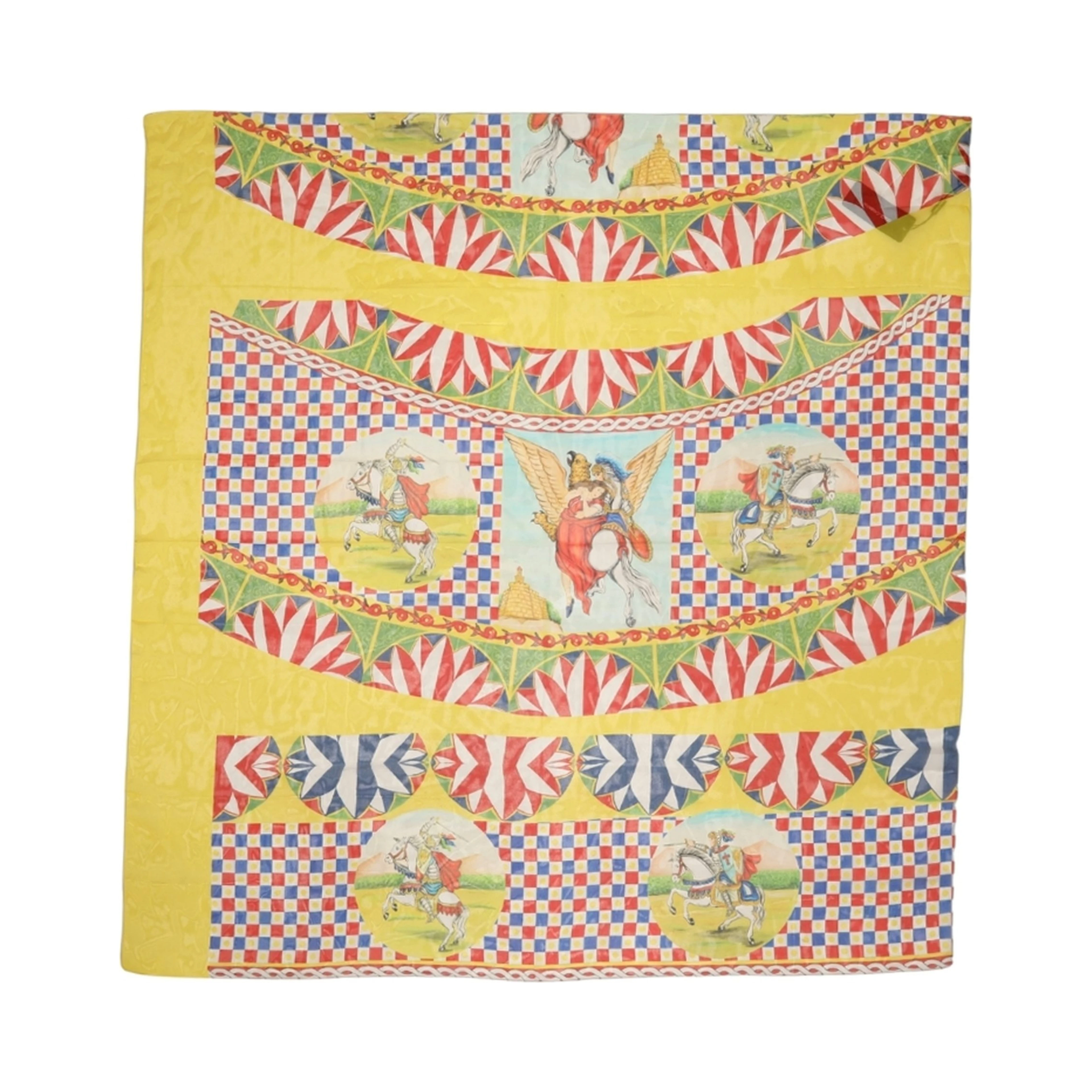 Multicolor Silk Carretto Foulard Scarf