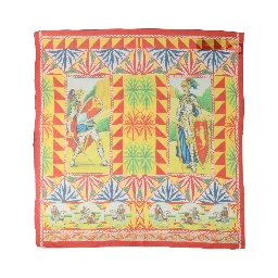 Multicolor Silk Carretto Print Foulard Scarf