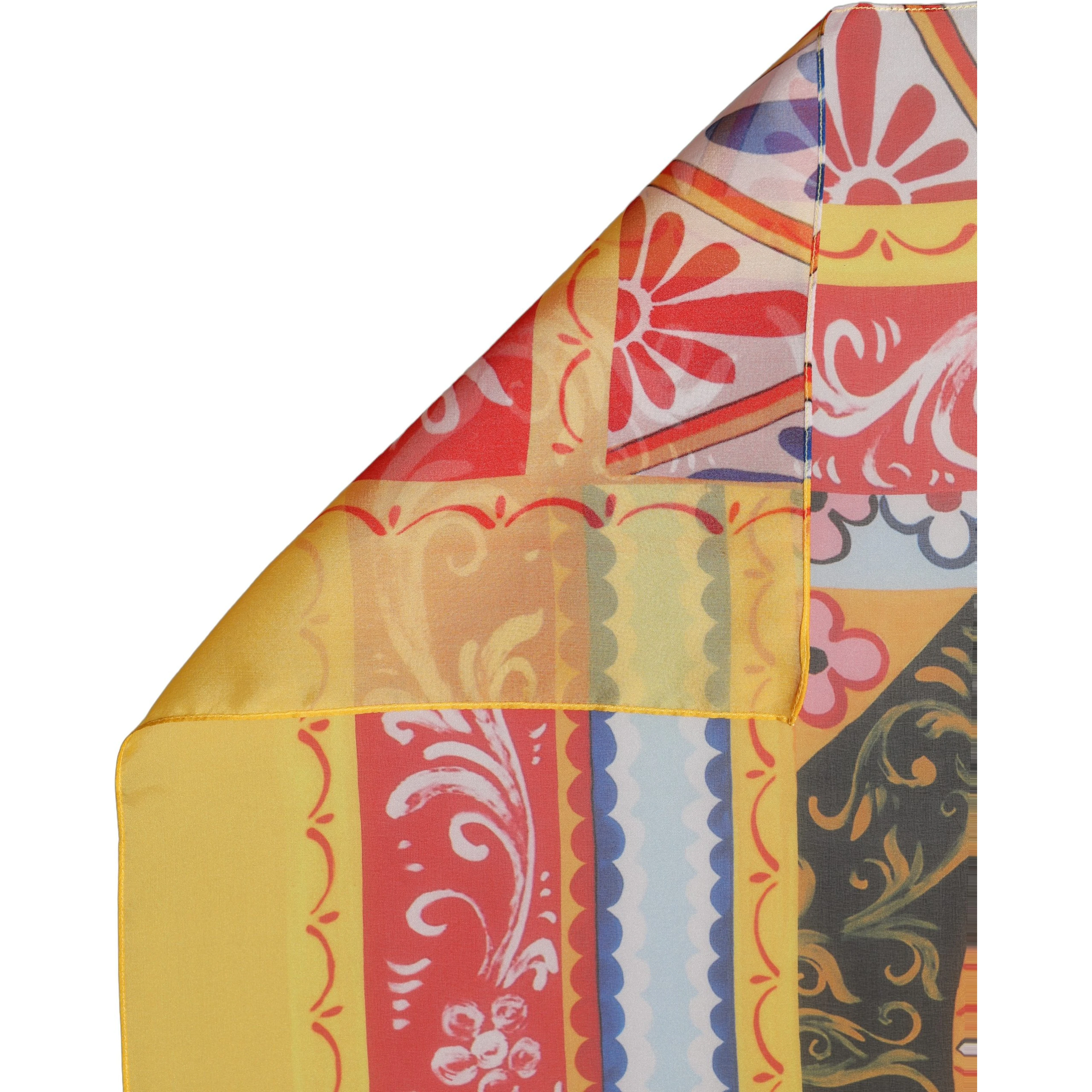 Multicolor Silk Printed Square Foulard Scarf