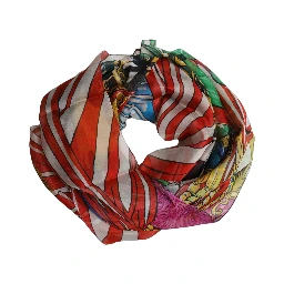Multicolor Silk Printed Square Foulard Scarf