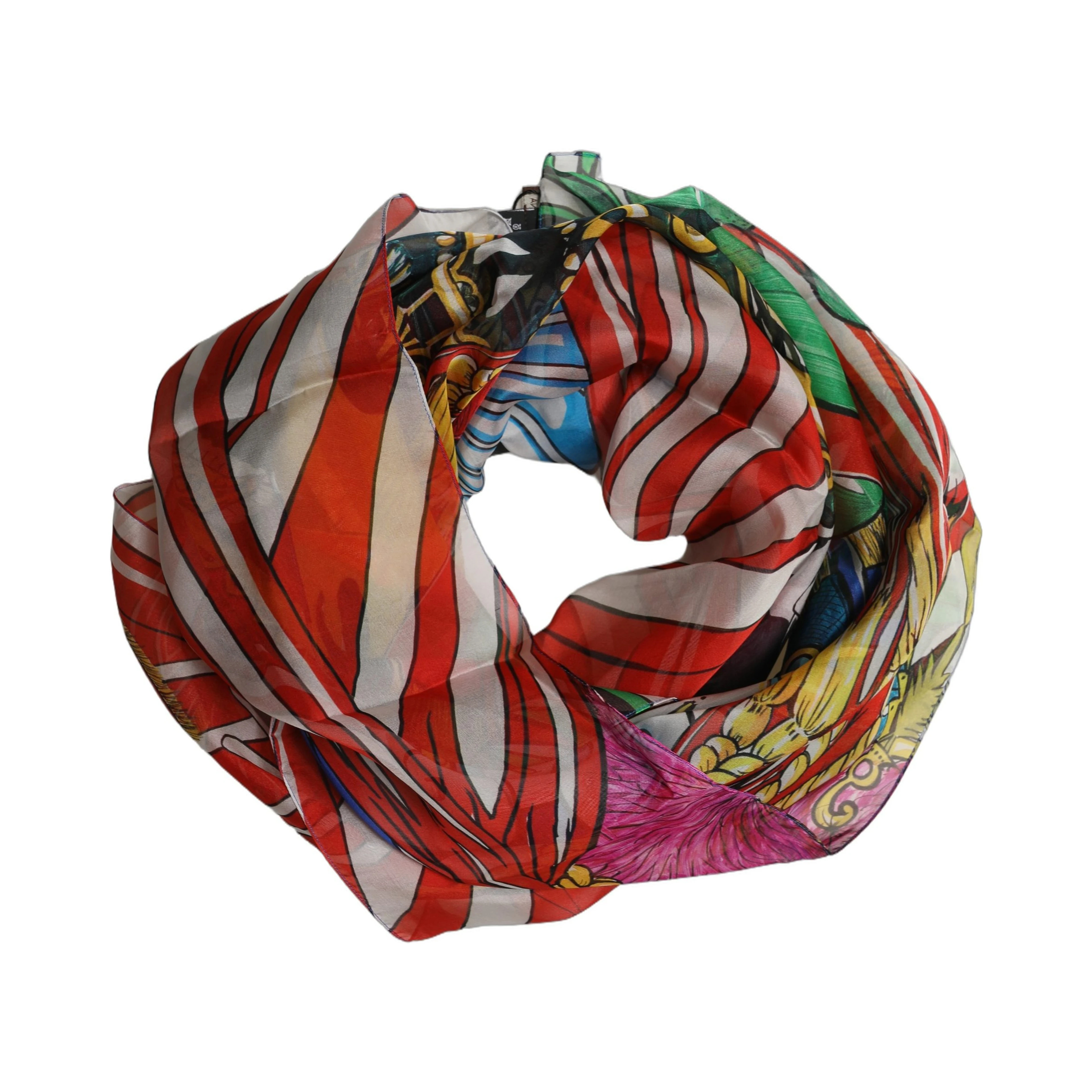 Multicolor Silk Printed Square Foulard Scarf