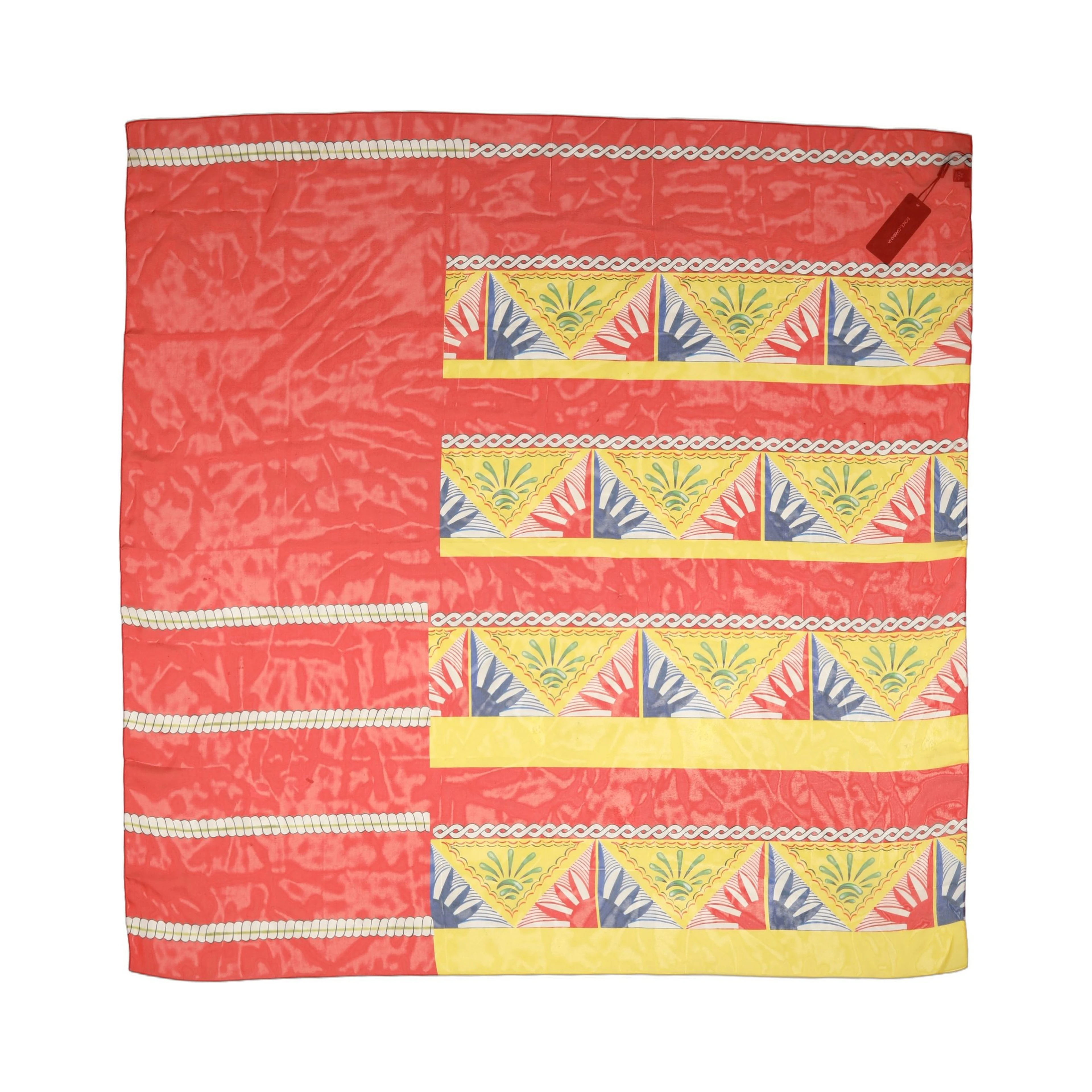 Multicolor Silk Printed Square Foulard Scarf