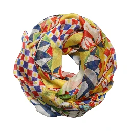 Multicolor Silk Carretto Foulard Scarf