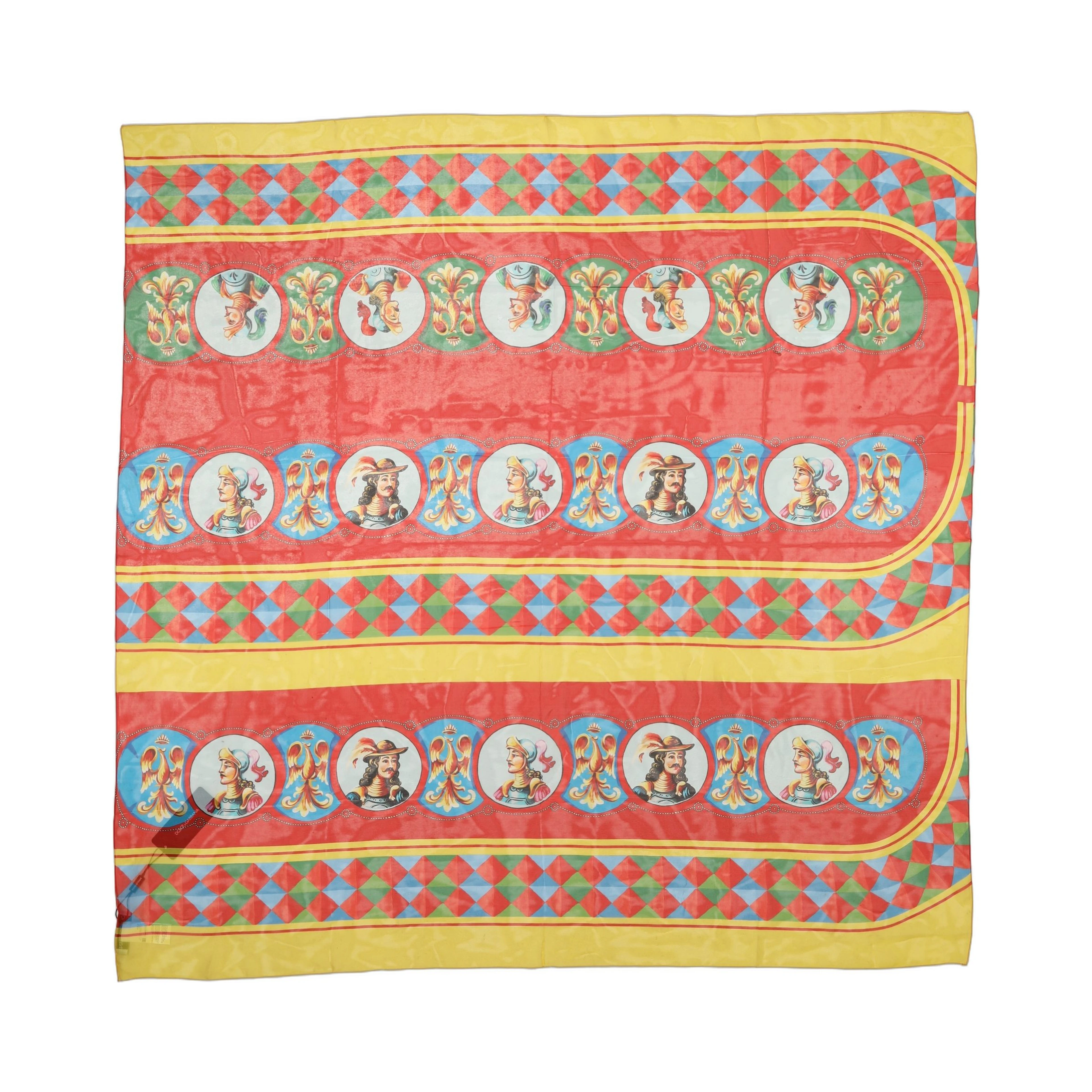 Multicolor Silk Carretto Print Foulard Scarf