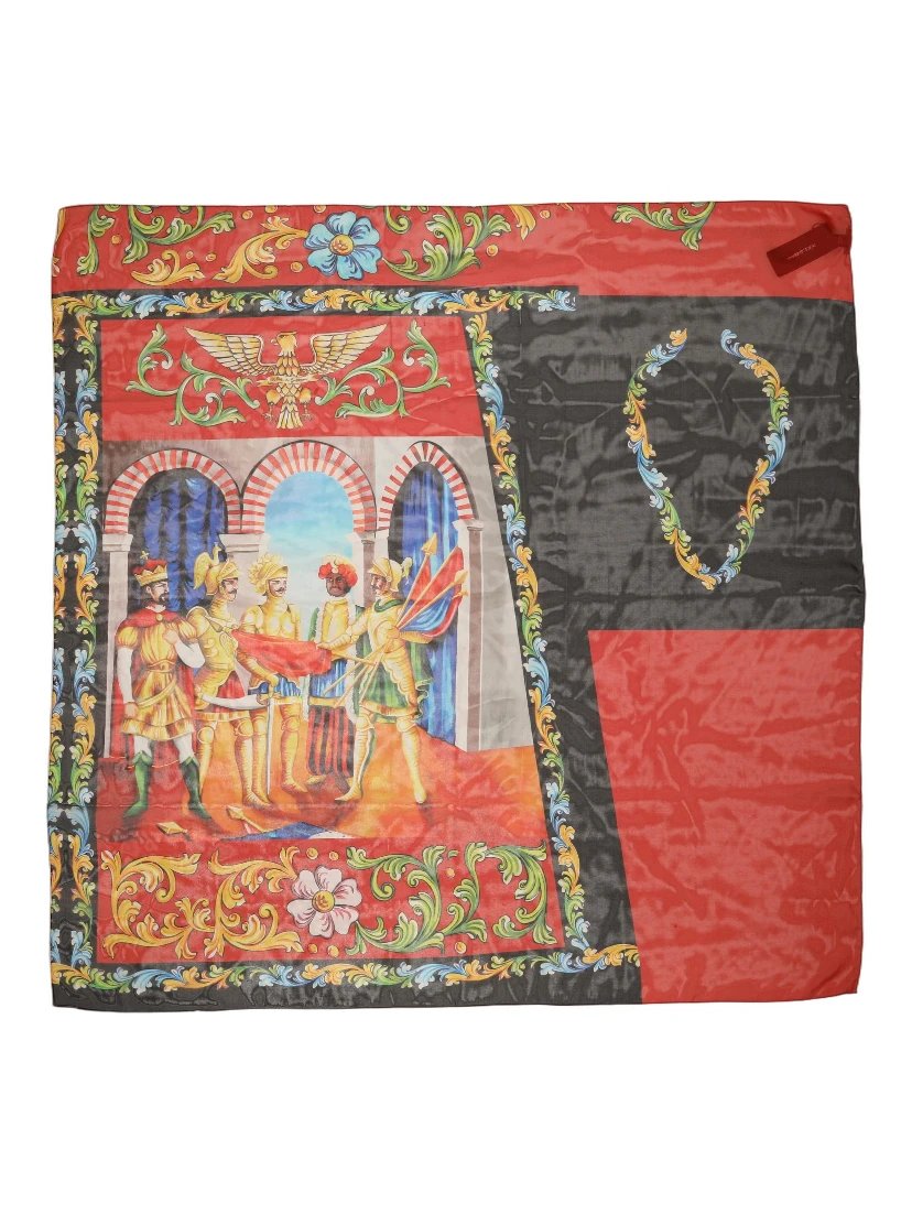 Multicolor Silk Printed Square Foulard Scarf