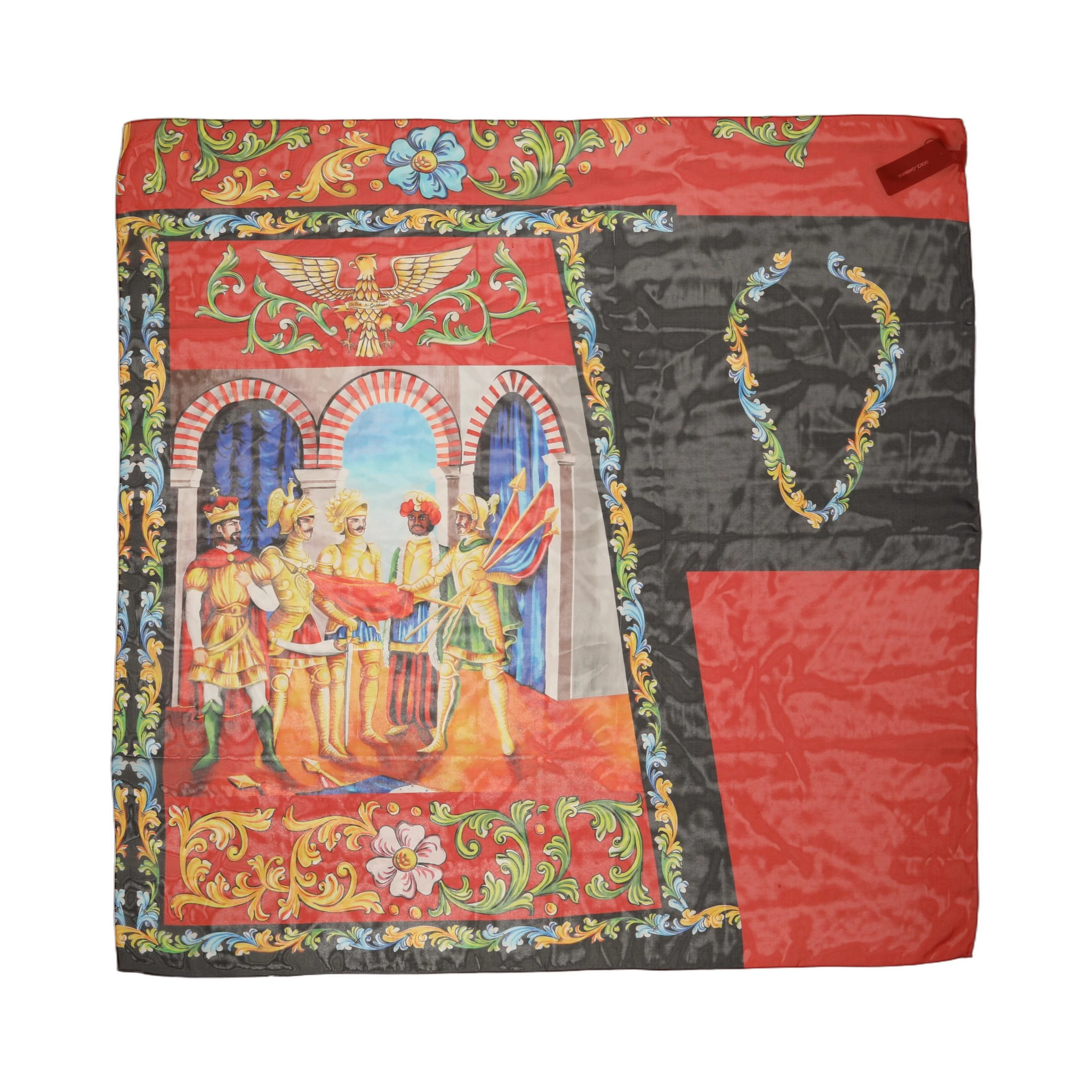 Multicolor Silk Printed Square Foulard Scarf