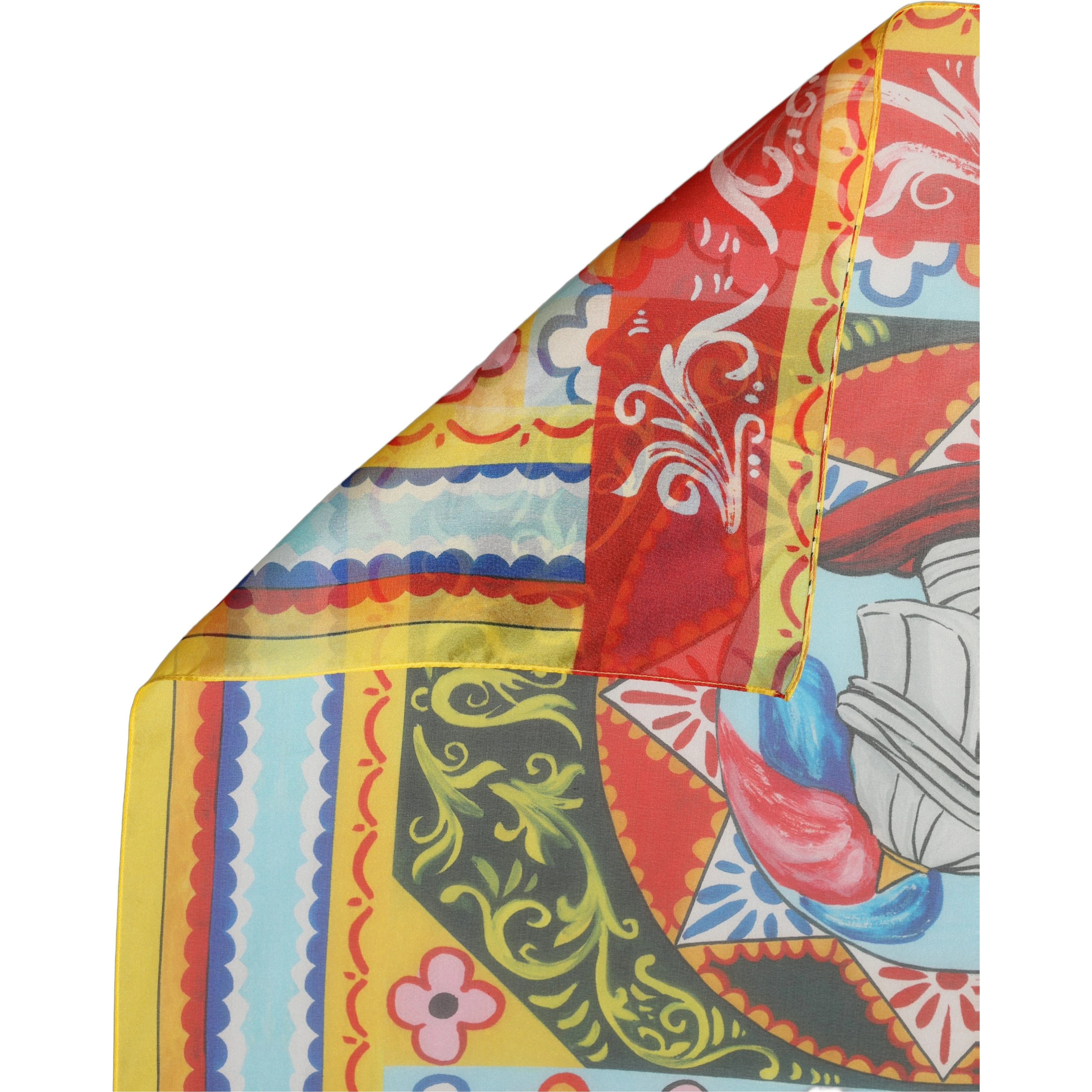 Multicolor Silk Printed Square Foulard Scarf