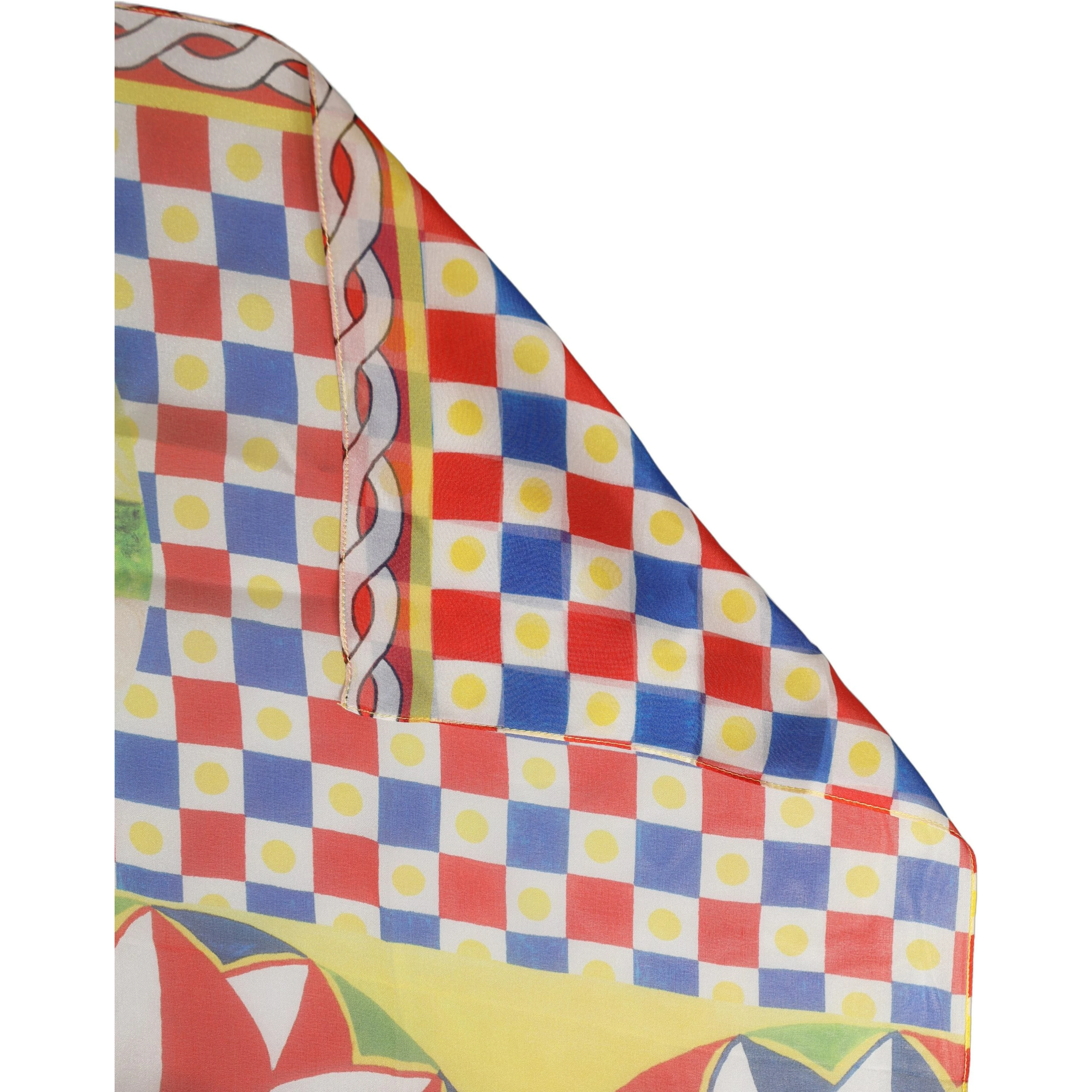 Multicolor Silk Carretto Foulard Scarf