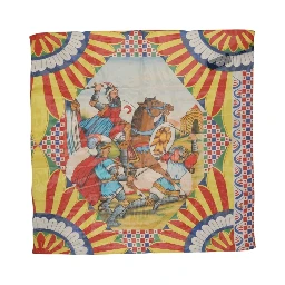 Multicolor Silk Carretto Foulard Scarf