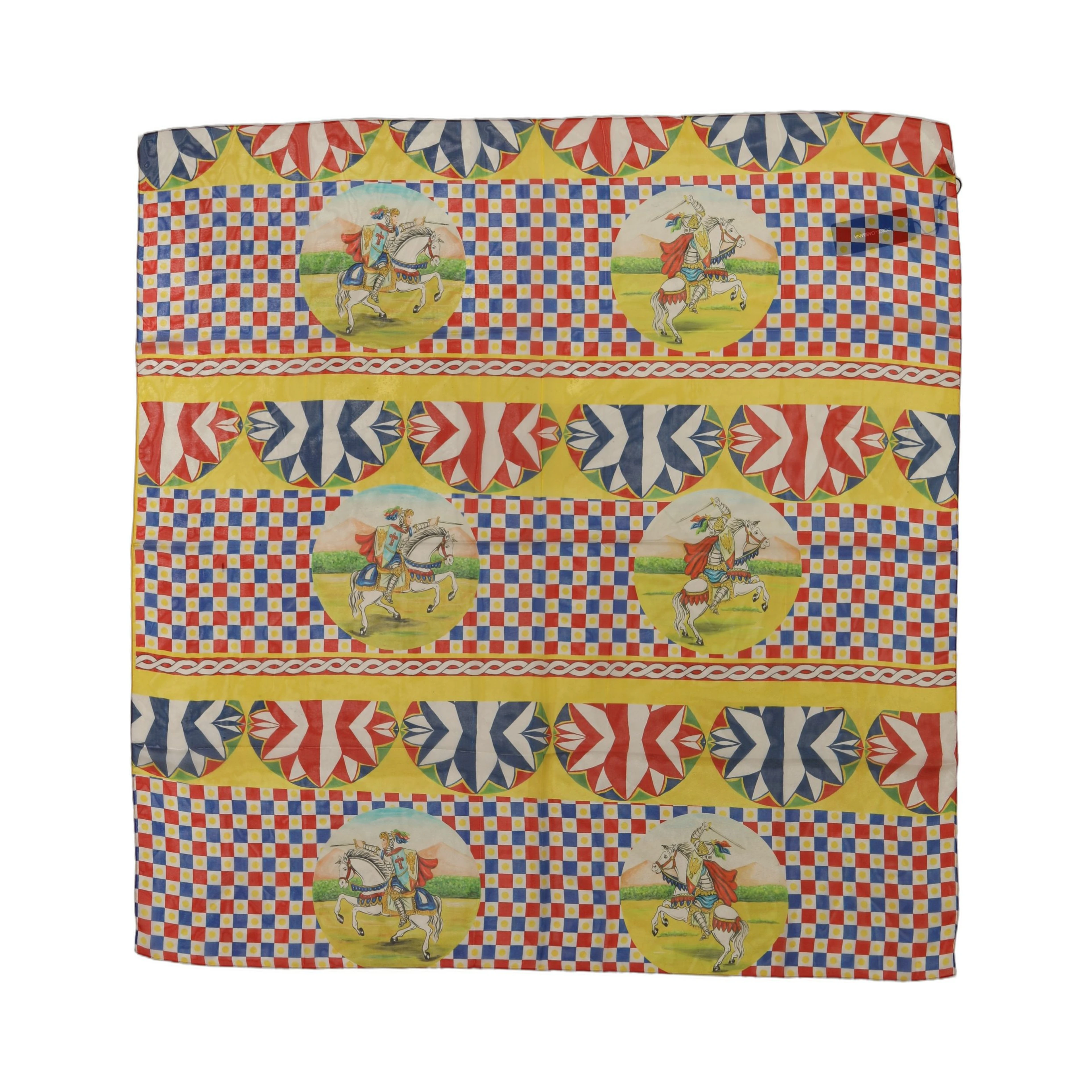 Multicolor Silk Carretto Foulard Scarf