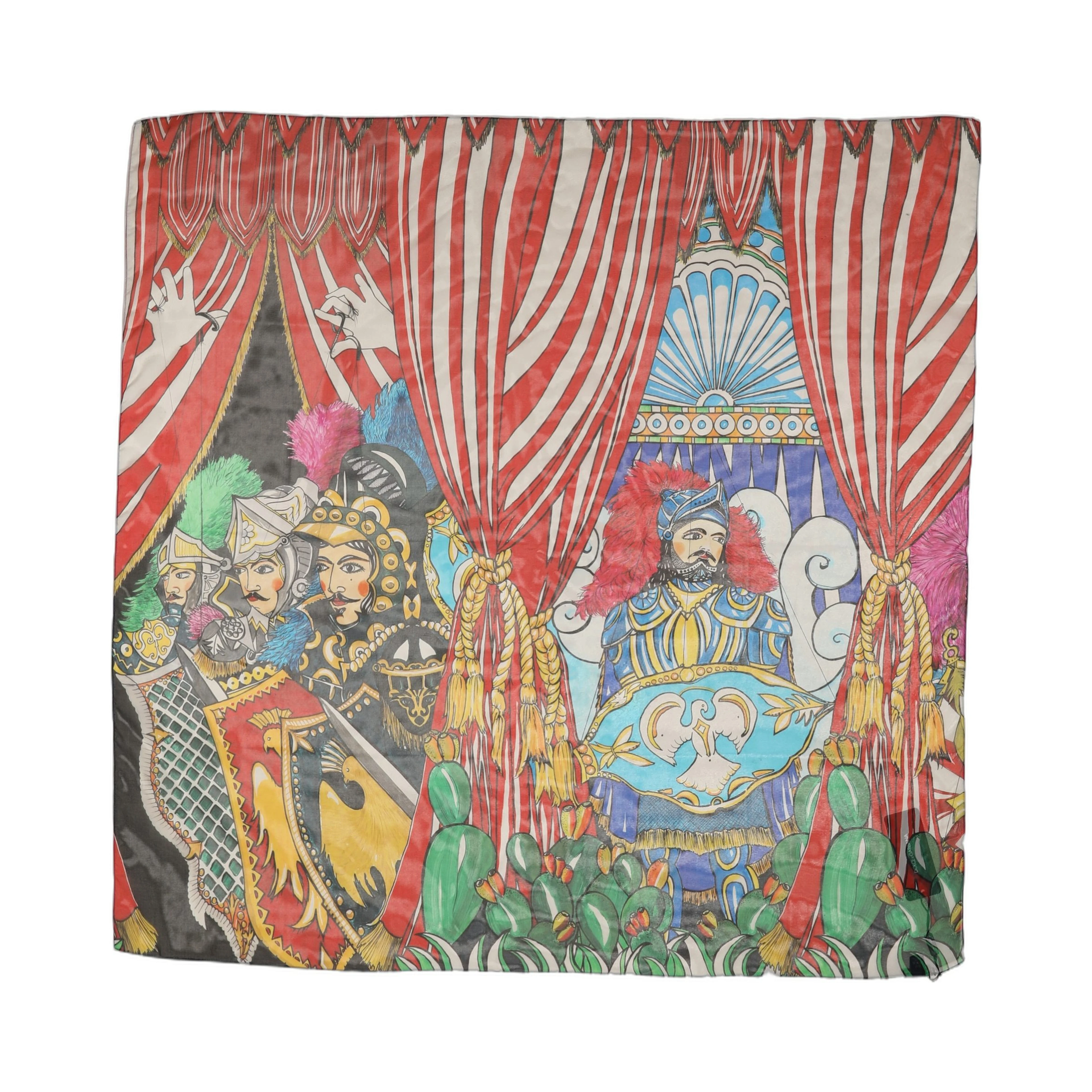 Multicolor Silk Printed Square Foulard Scarf