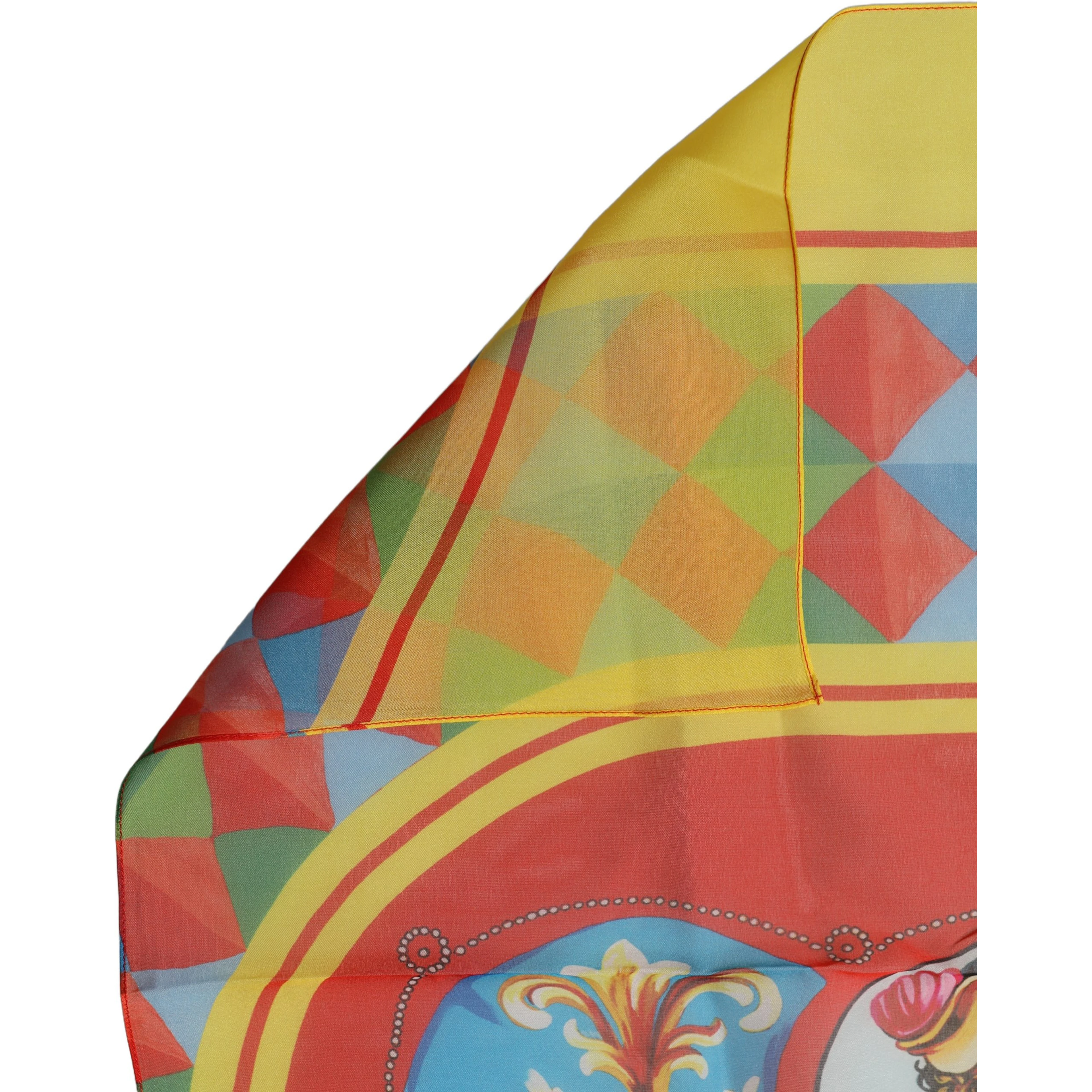 Multicolor Silk Carretto Print Foulard Scarf