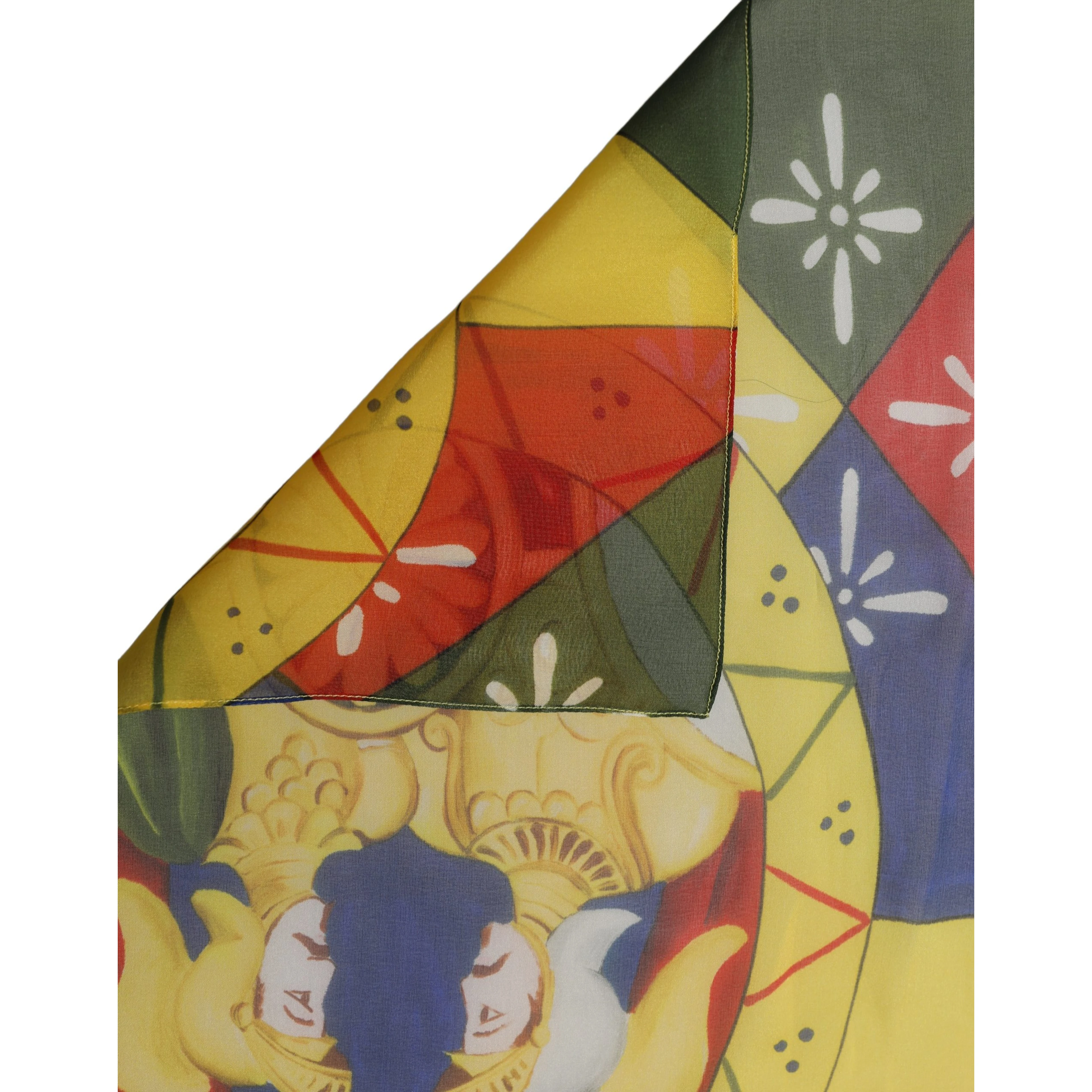 Multicolor Silk Printed Square Foulard Scarf
