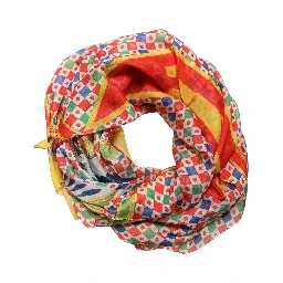 Multicolor Silk Carretto Print Stole Scarf