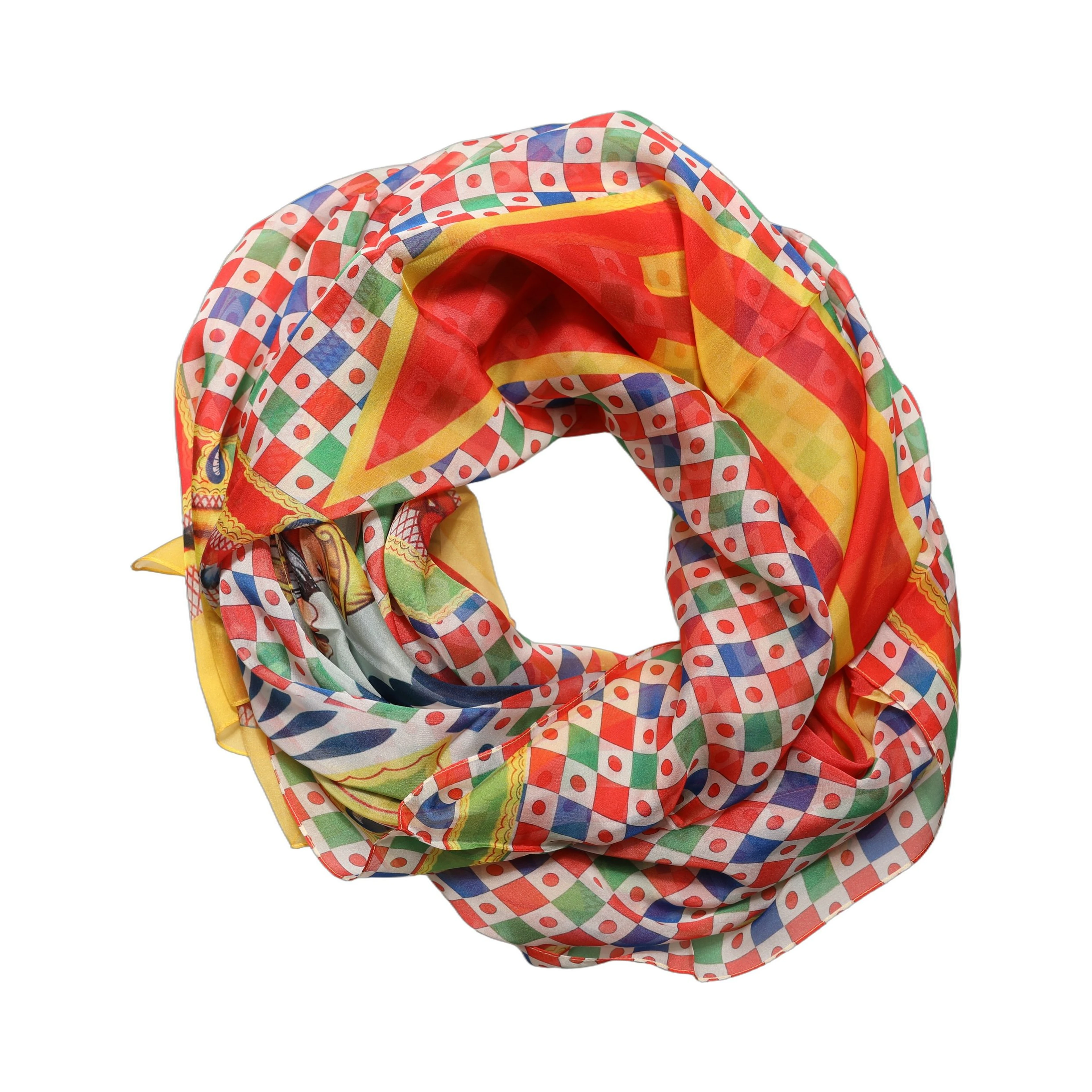 Multicolor Silk Carretto Print Stole Scarf