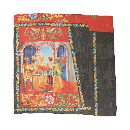 Multicolor Silk Printed Square Foulard Scarf