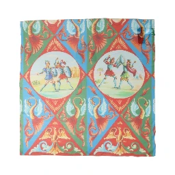 Multicolor Silk Printed Square Foulard Scarf