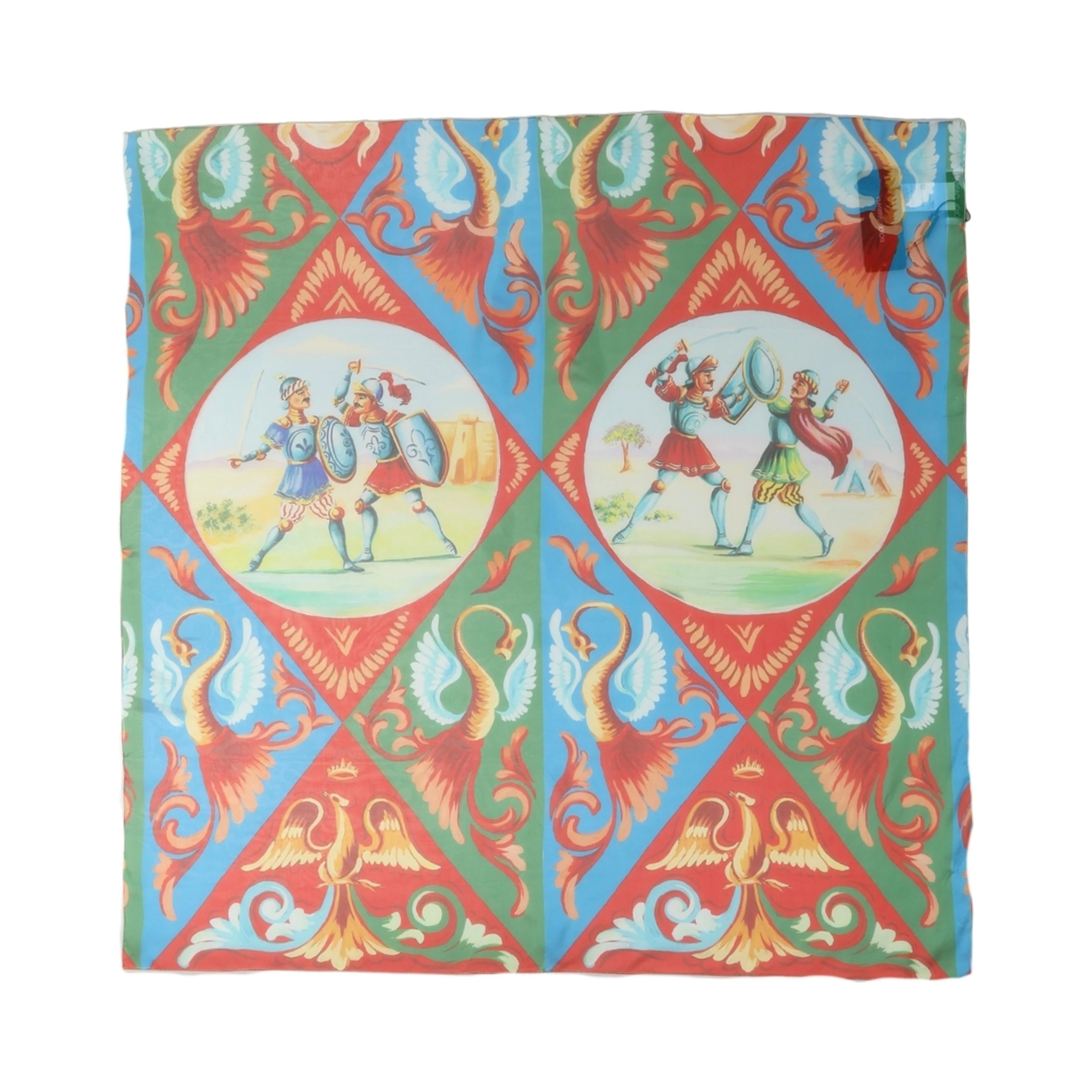 Multicolor Silk Printed Square Foulard Scarf